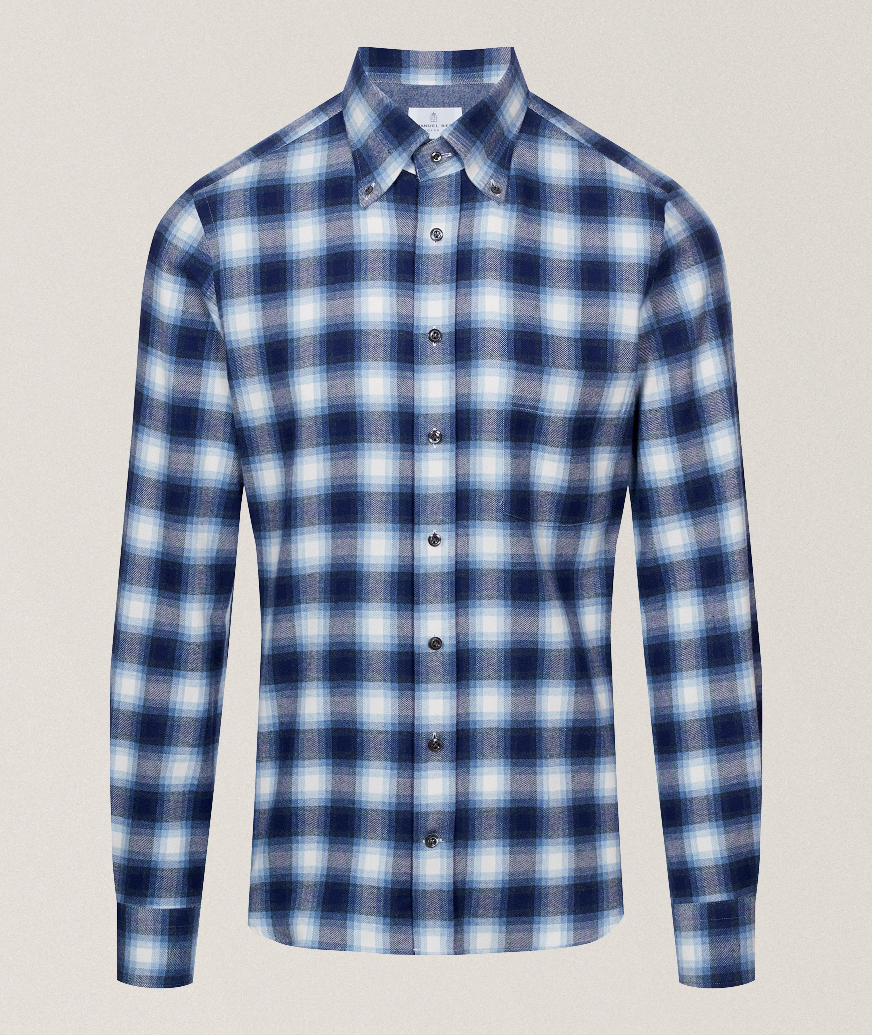 Emanuel Berg Chemise sergé flanelle coton carreaux