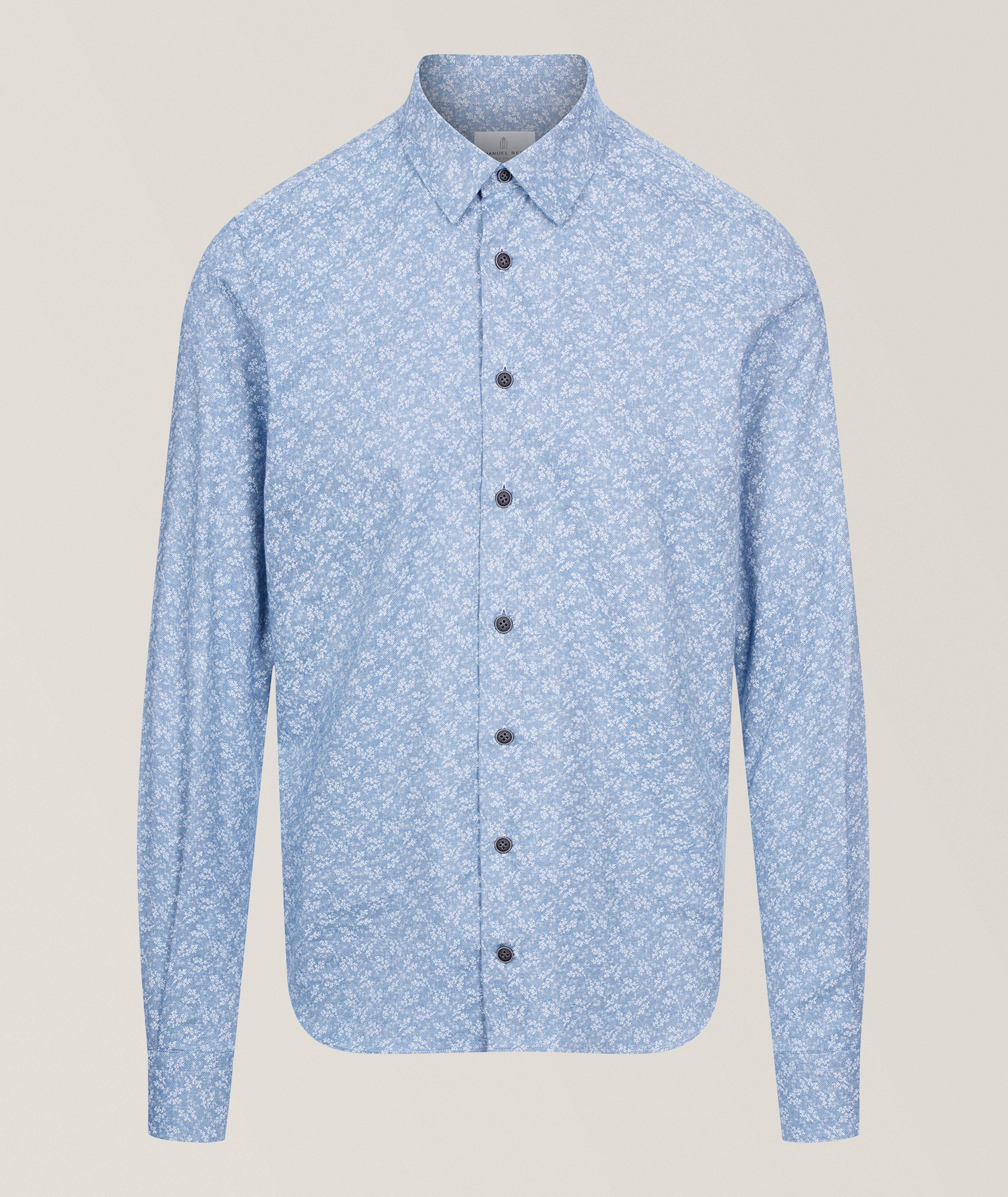 Emanuel Berg Floral-Herringbone Flannel Shirt 