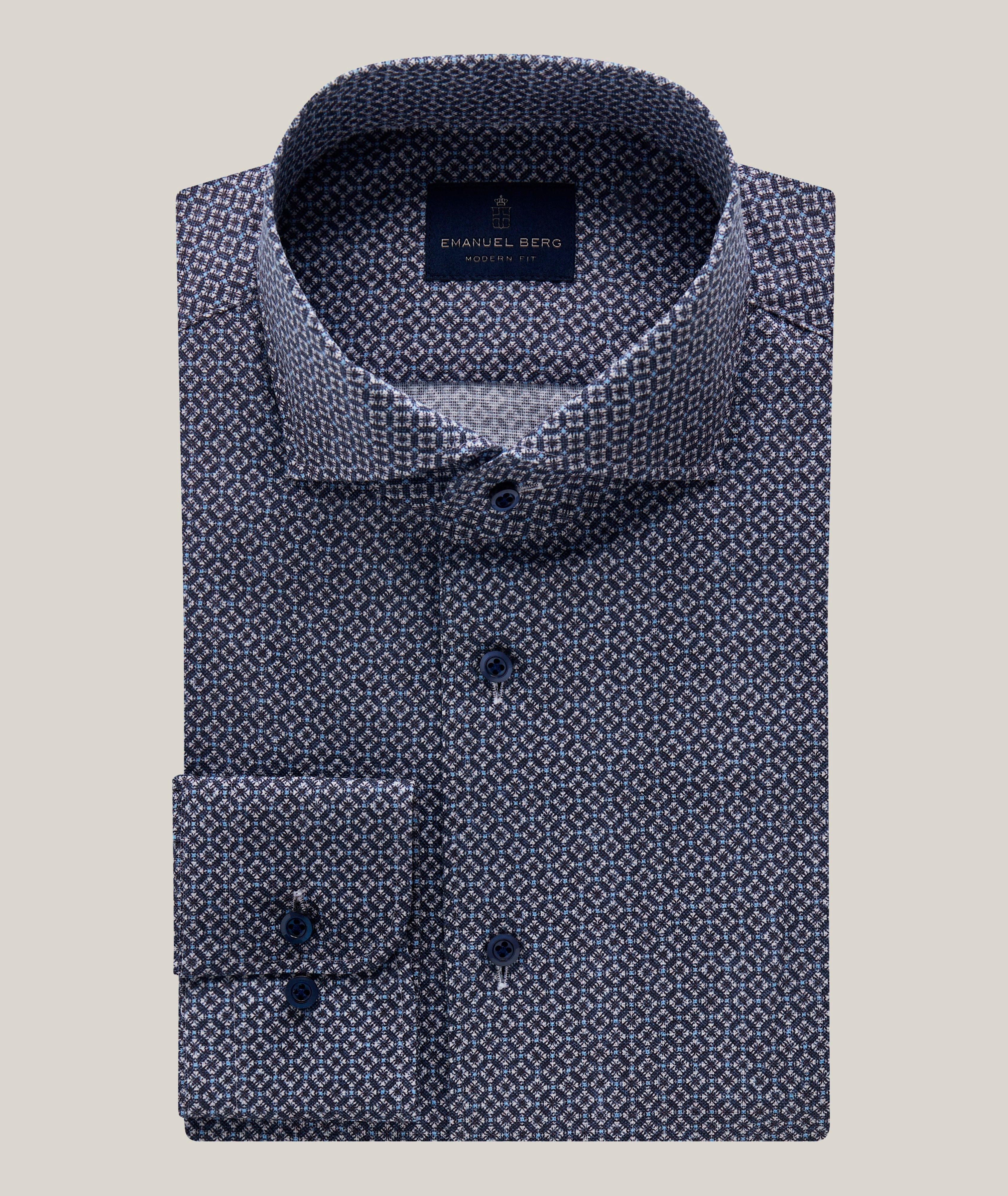 Emanuel Berg Chemise dobby géométrique vestimentaire luxe 