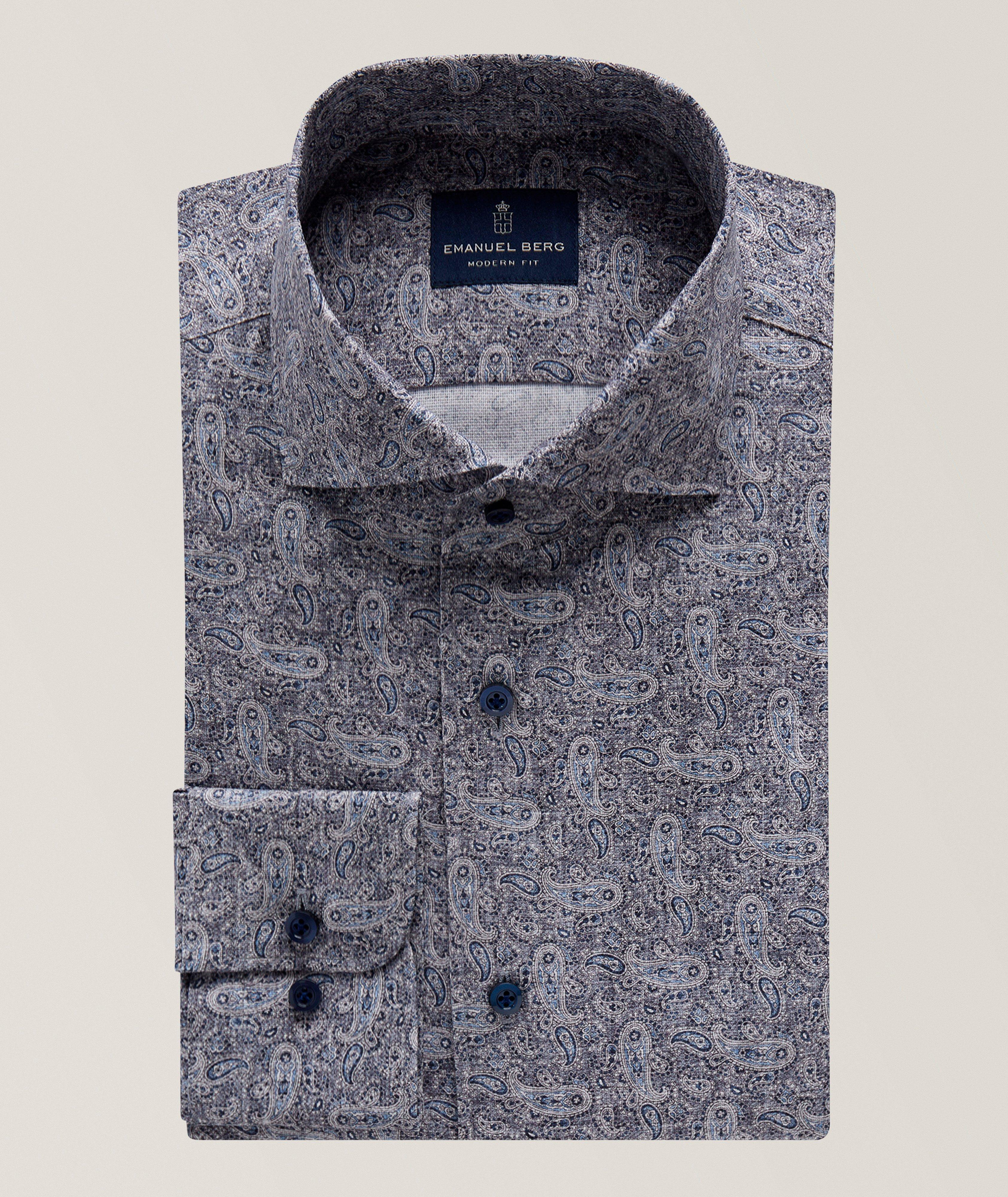 Emanuel Berg Chemise dobby paisley vestimentaire luxe 