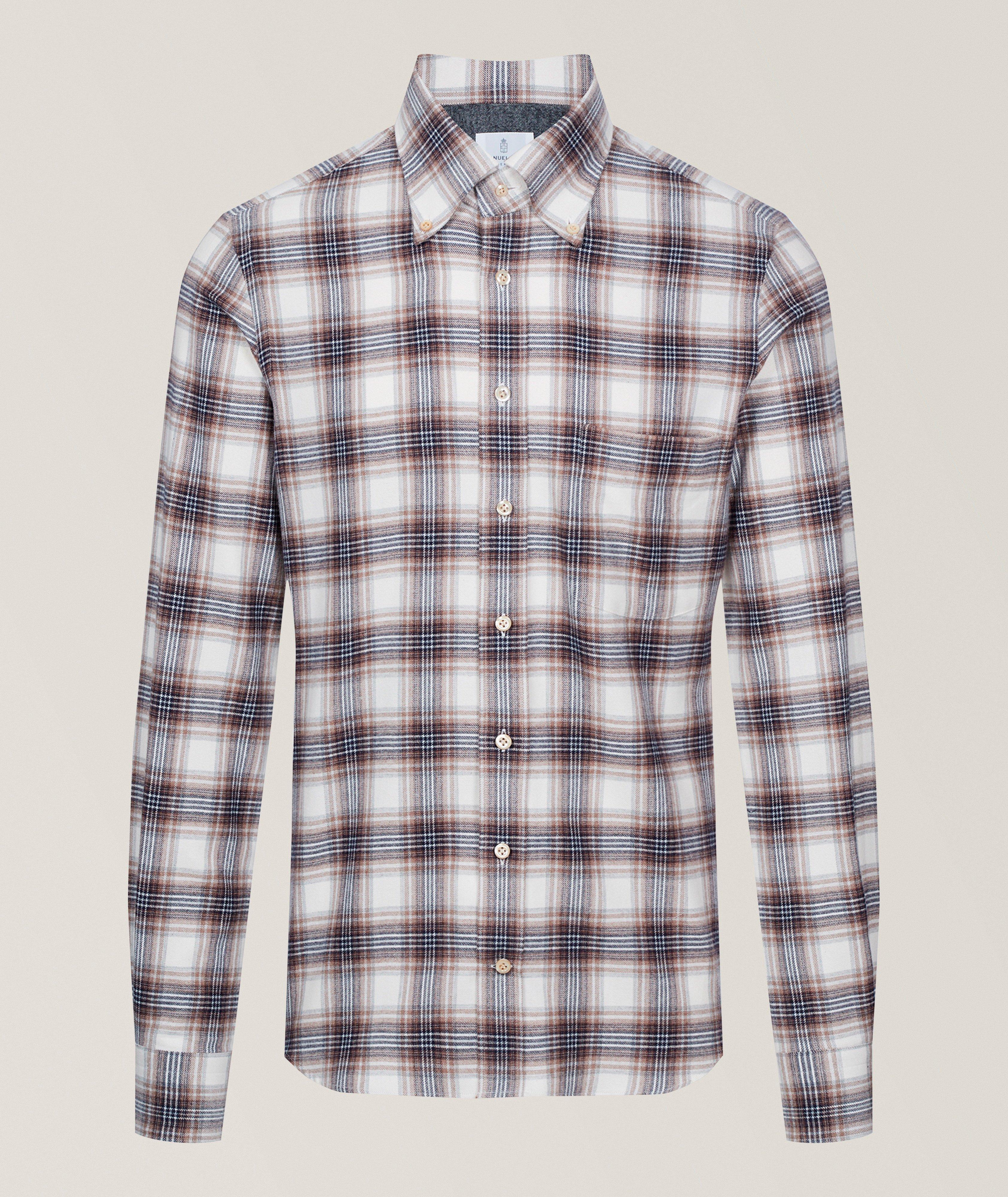Emanuel Berg Check Cotton Flannel Twill Shirt 