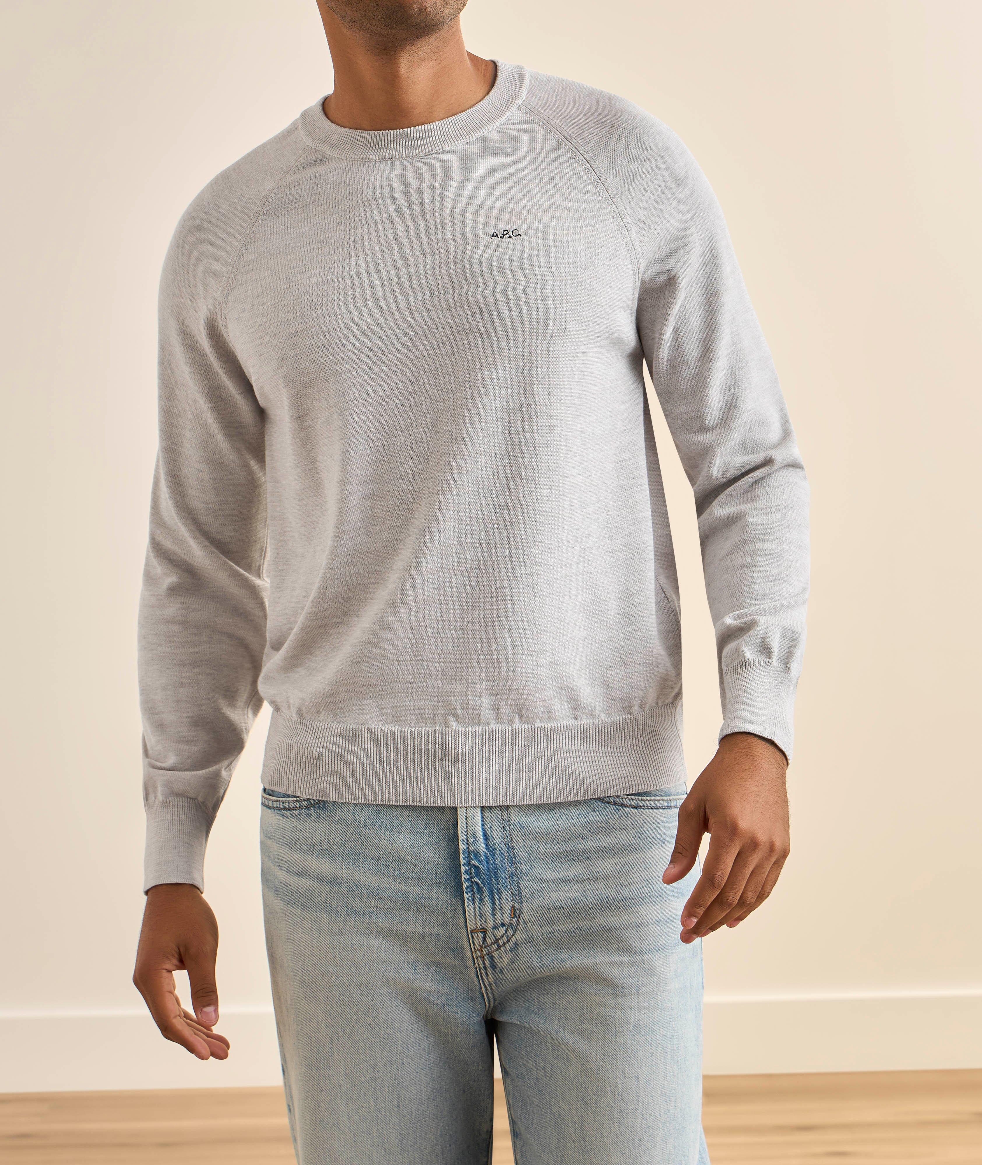 Mélange Merino Wool-Cotton Sweater image 1