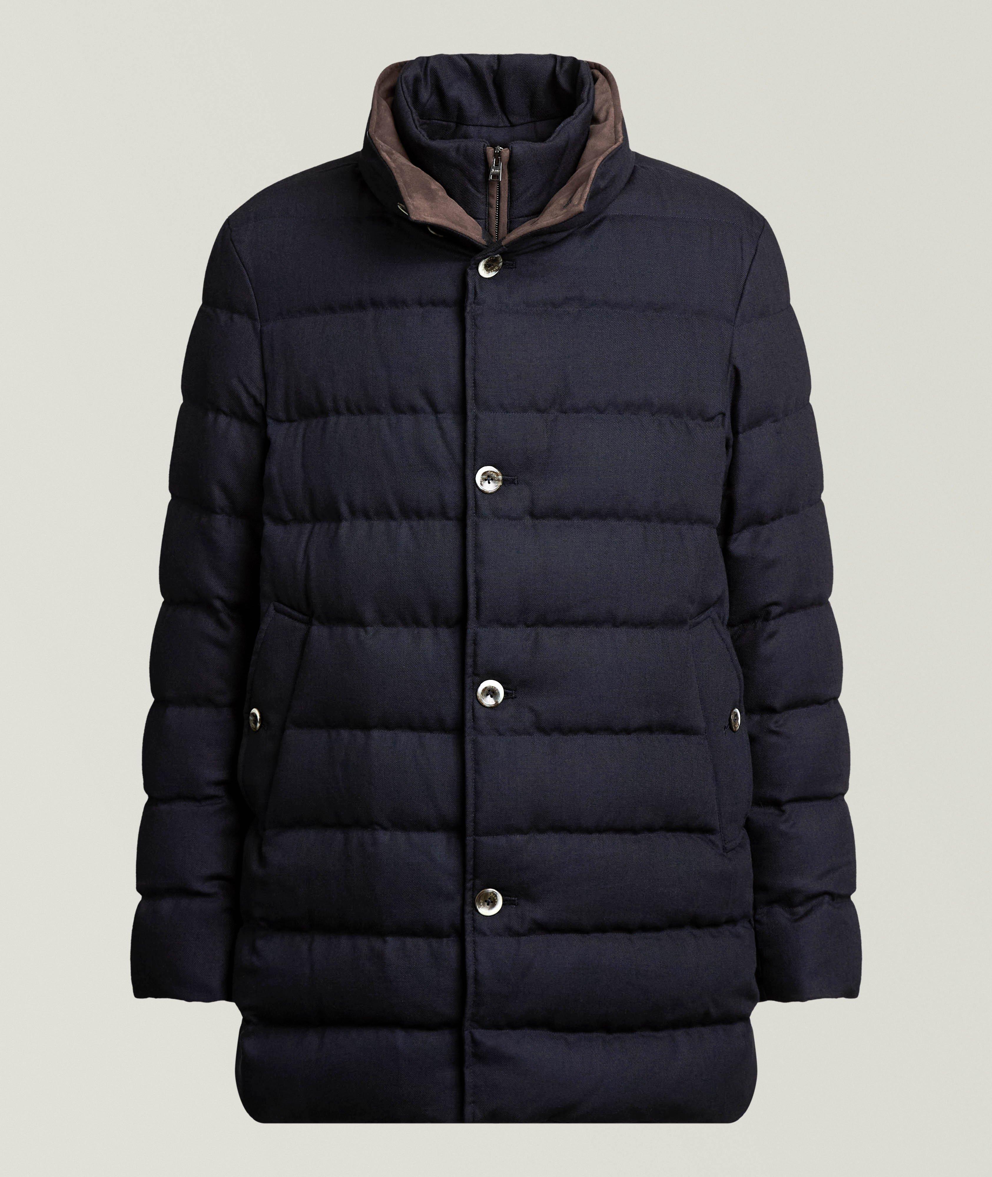 HRNO DK BLU WOOL BLND DWN COAT RMVBL BIB image 0