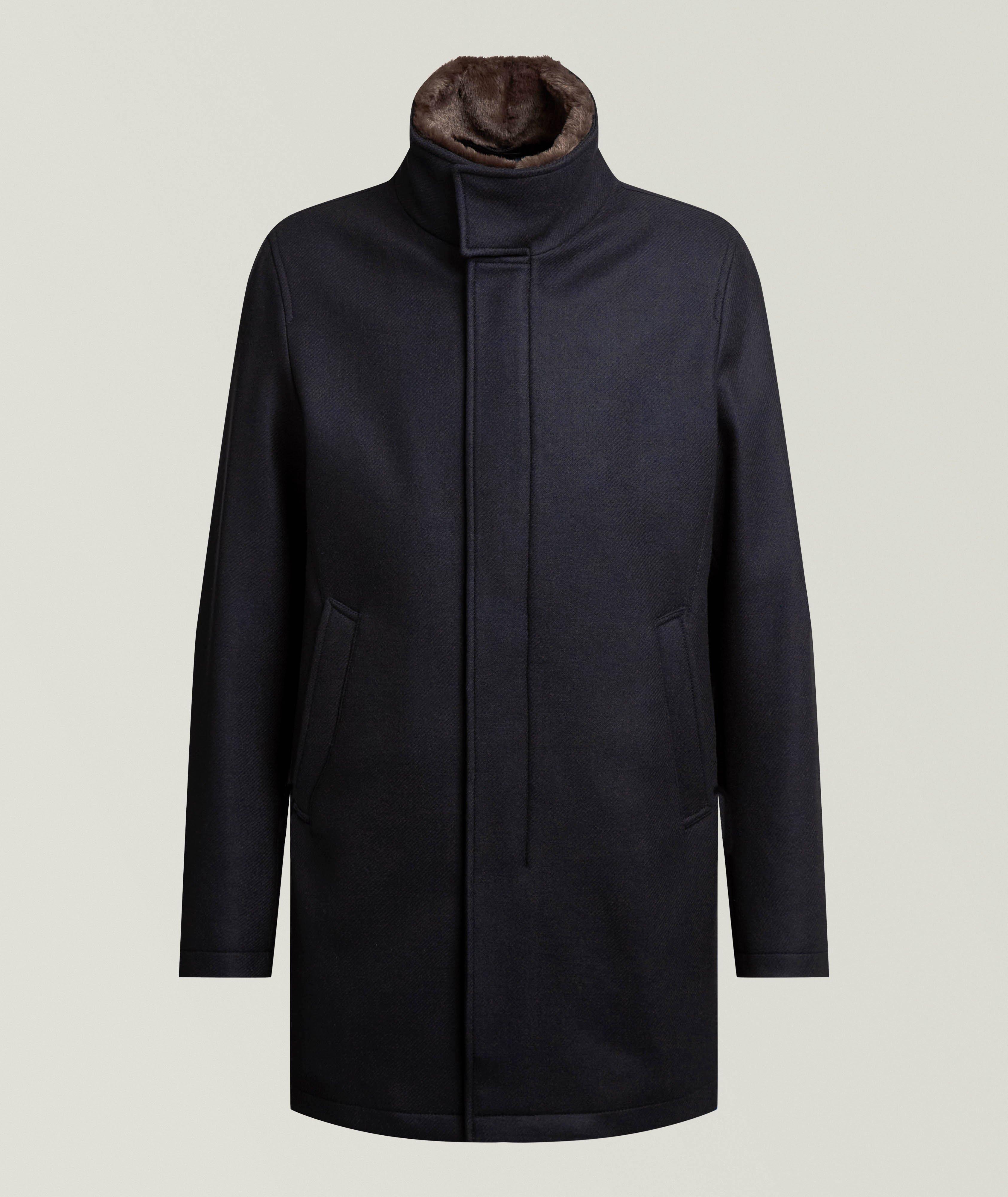 Wool-Blend Faux Fur Trim Overcoat  image 0