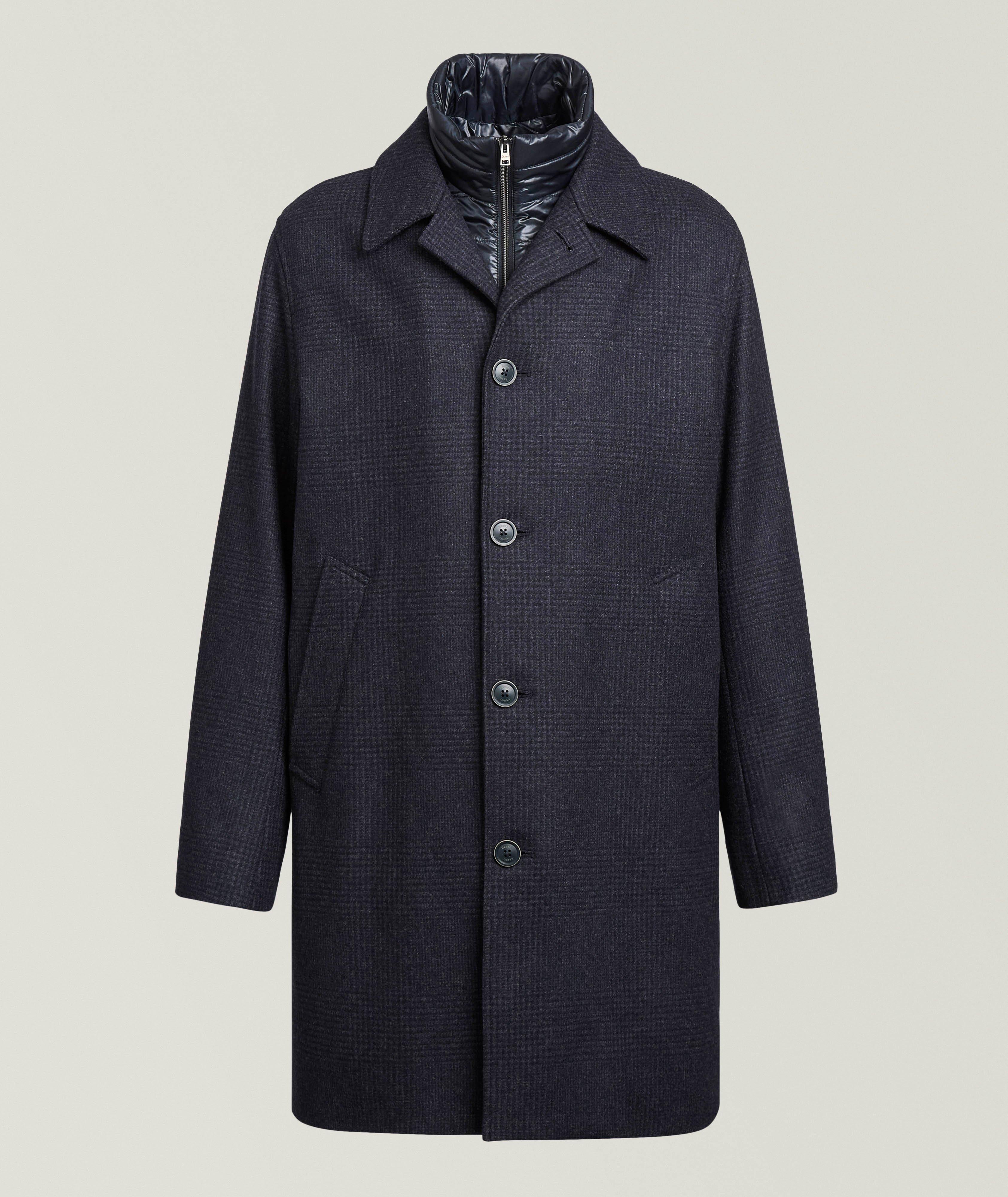 Herno Manteau laine carreaux bavette-amovible