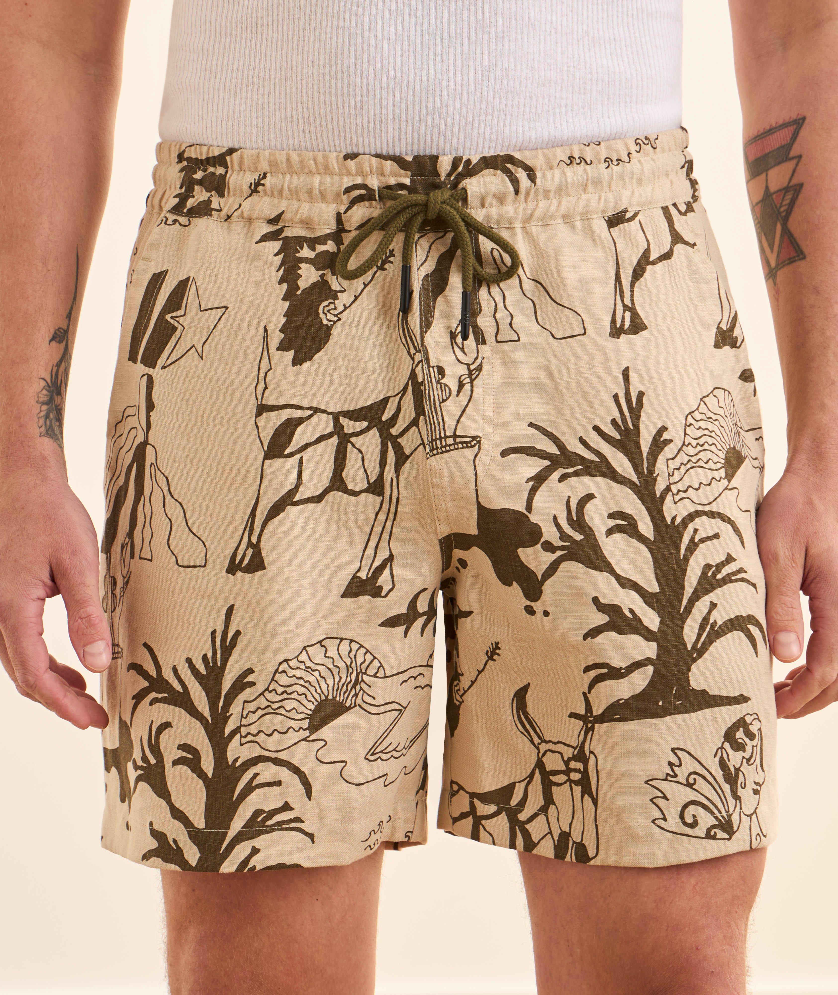 Poplan Porto Printed Linen Shorts image 1