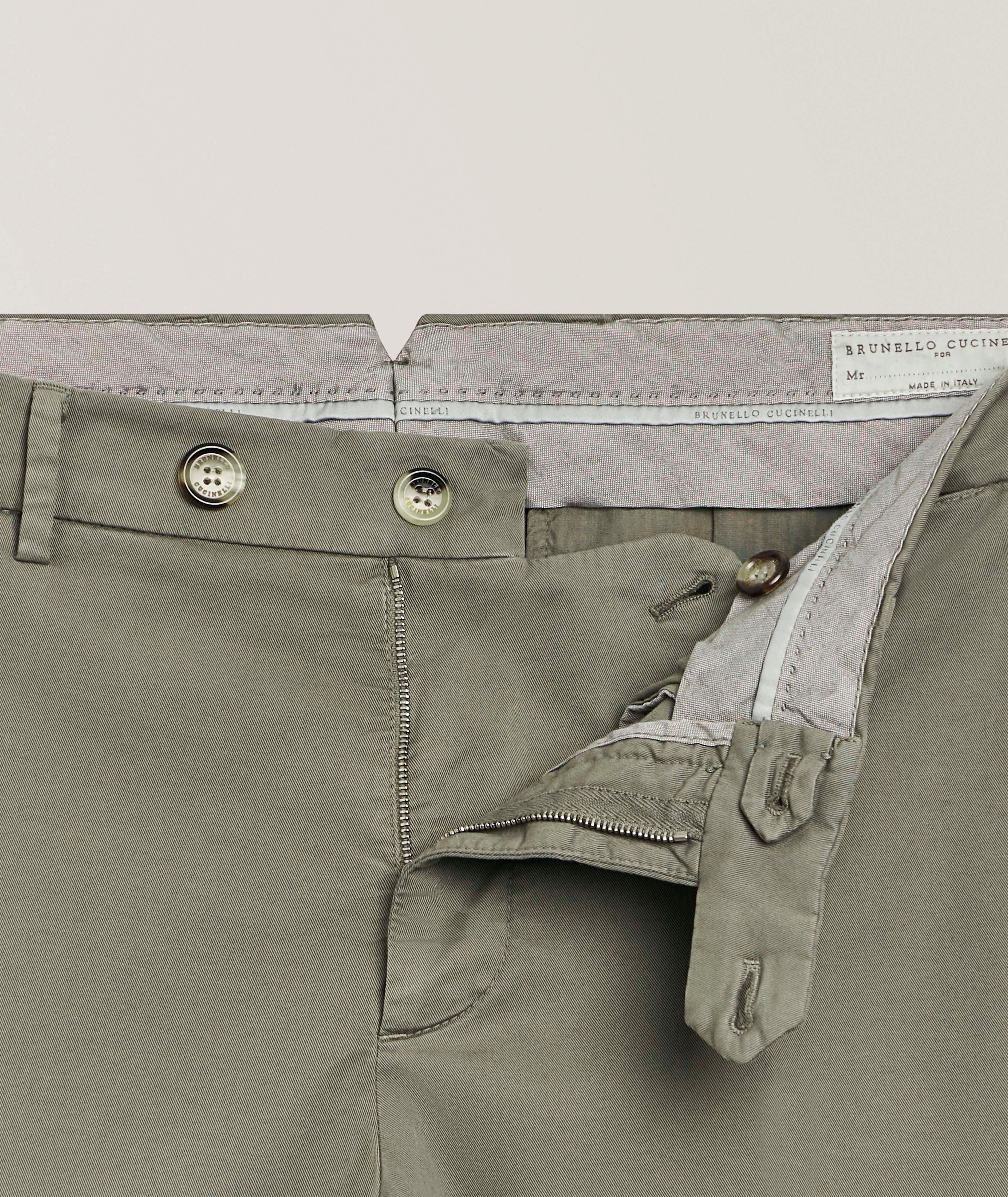 Brunello Cucinelli Italian-Fit Stretch-Cotton Chino Pants | Pants