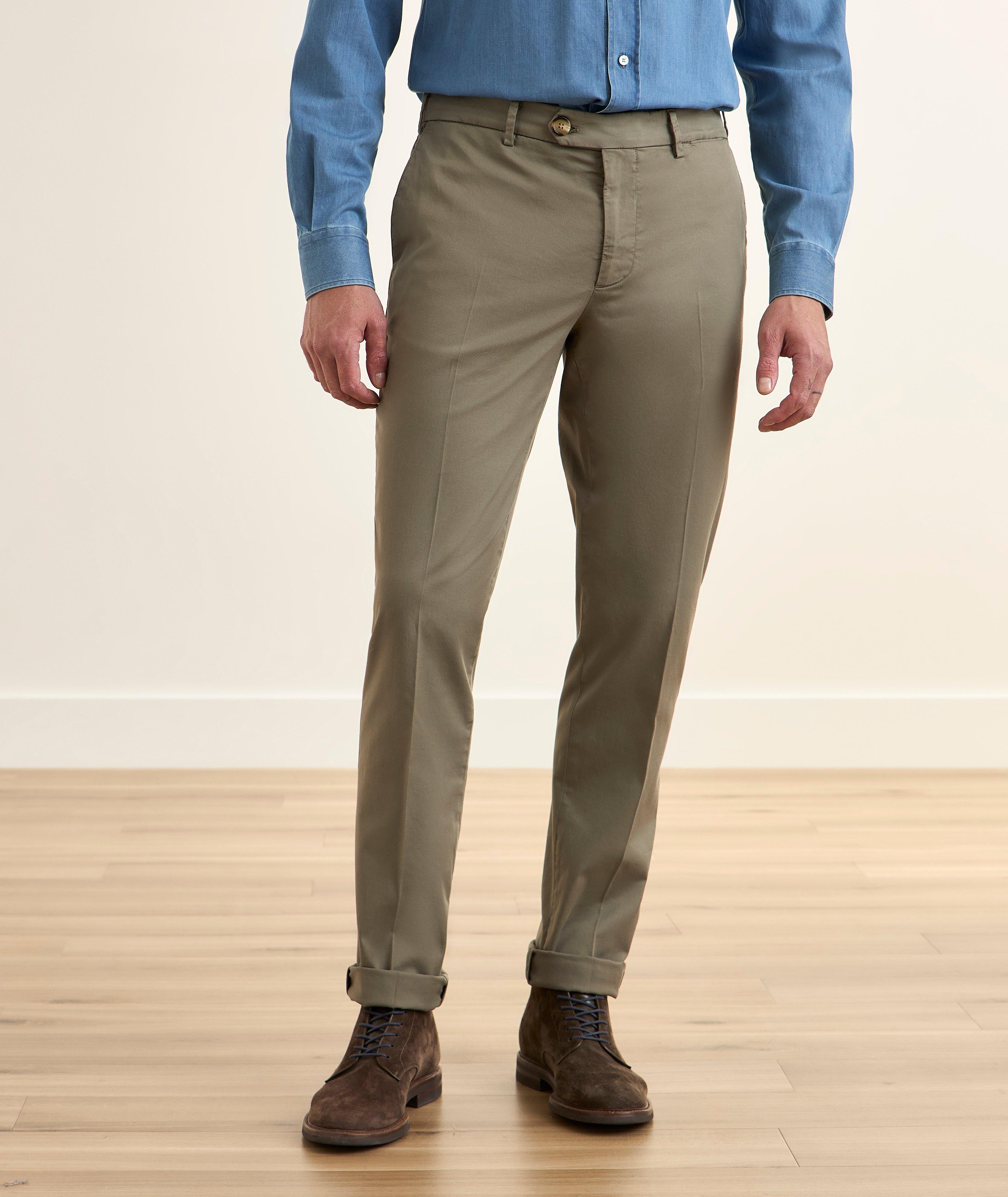 Brunello Cucinelli Italian-Fit Stretch-Cotton Chino Pants | Pants