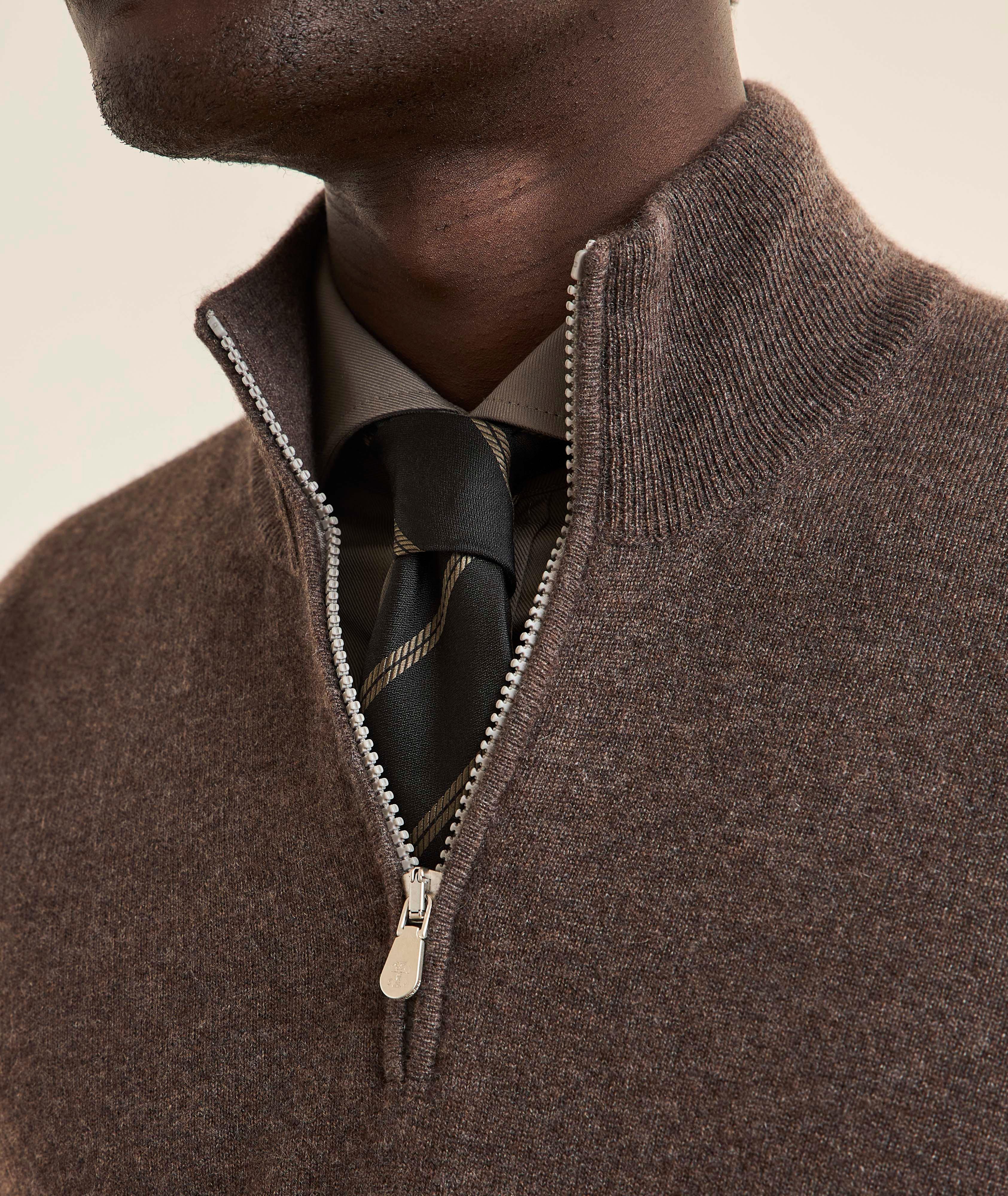 Mélange Cashmere Quarter-Zip Sweater image 3