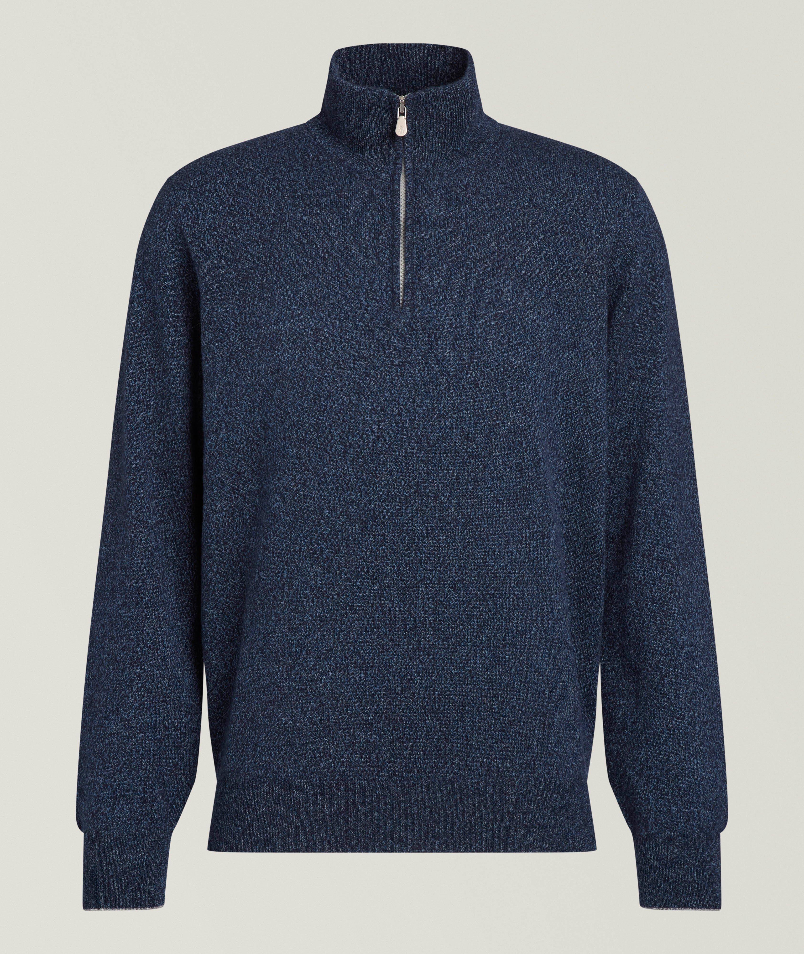 Brunello Cucinelli Mélange Cashmere Quarter-Zip Sweater