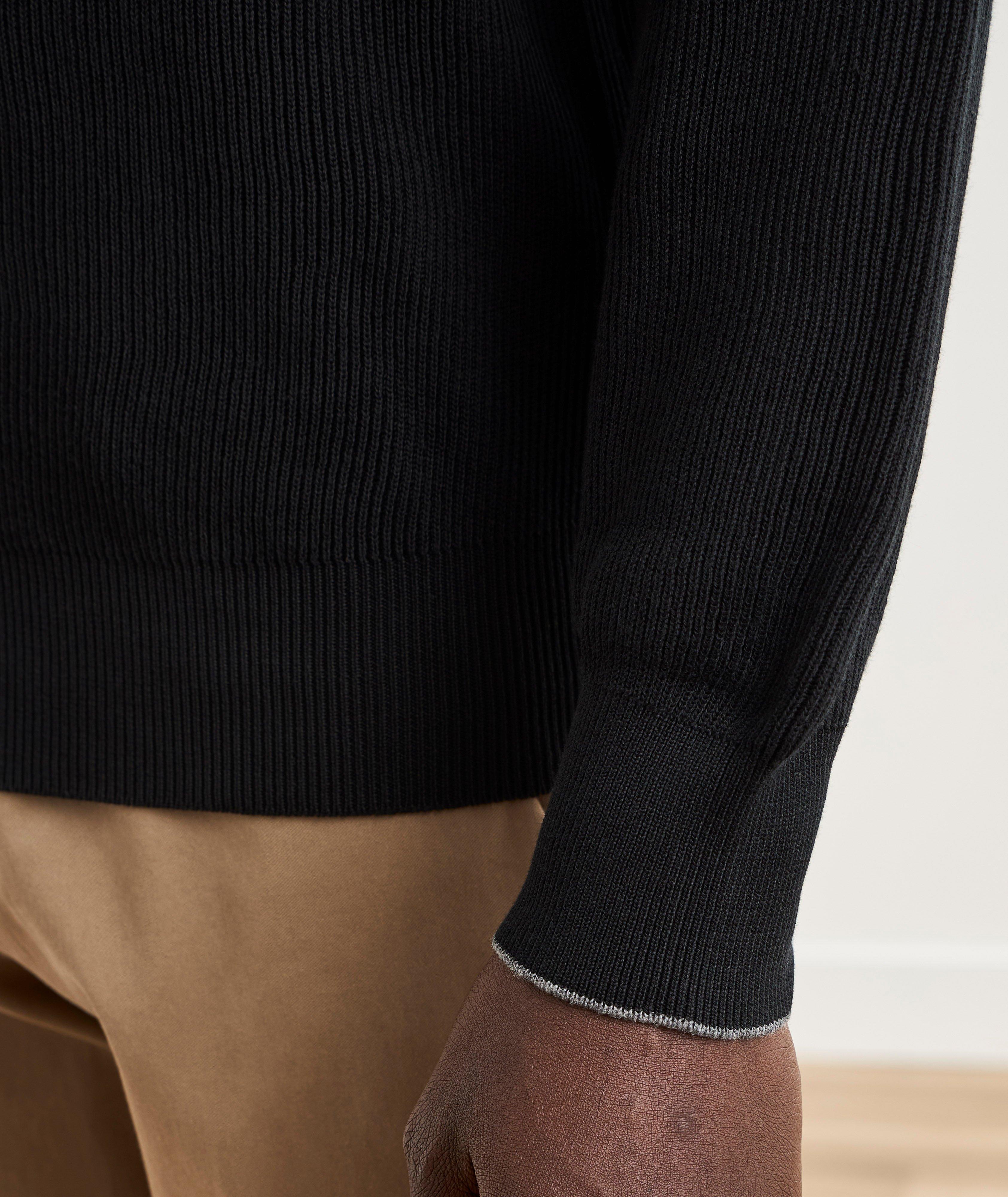 Ribbed Raglan Cotton Polo Sweater image 4