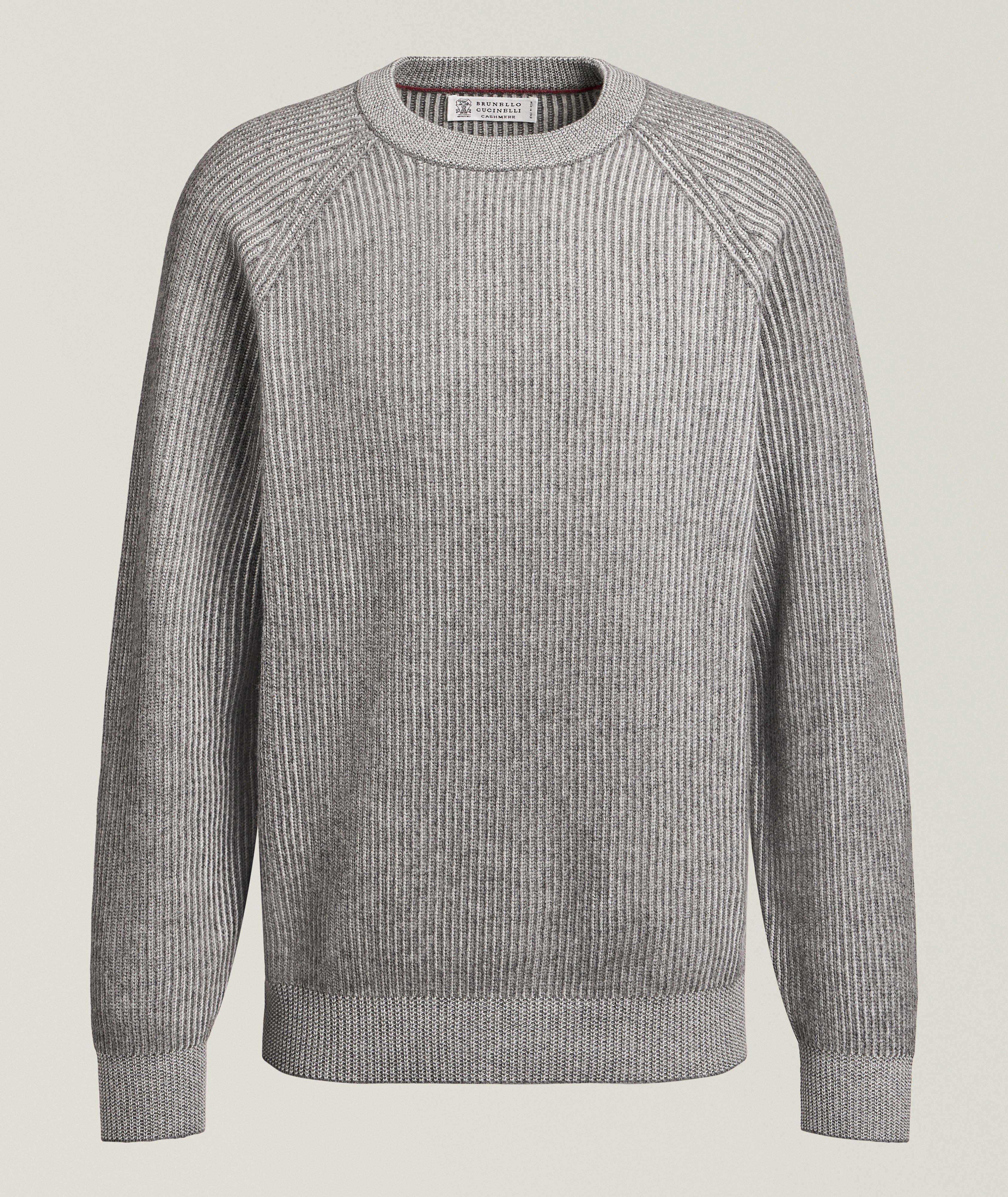 Brunello Cucinelli Cashmere Vanisé Ribbed Raglan Sweater