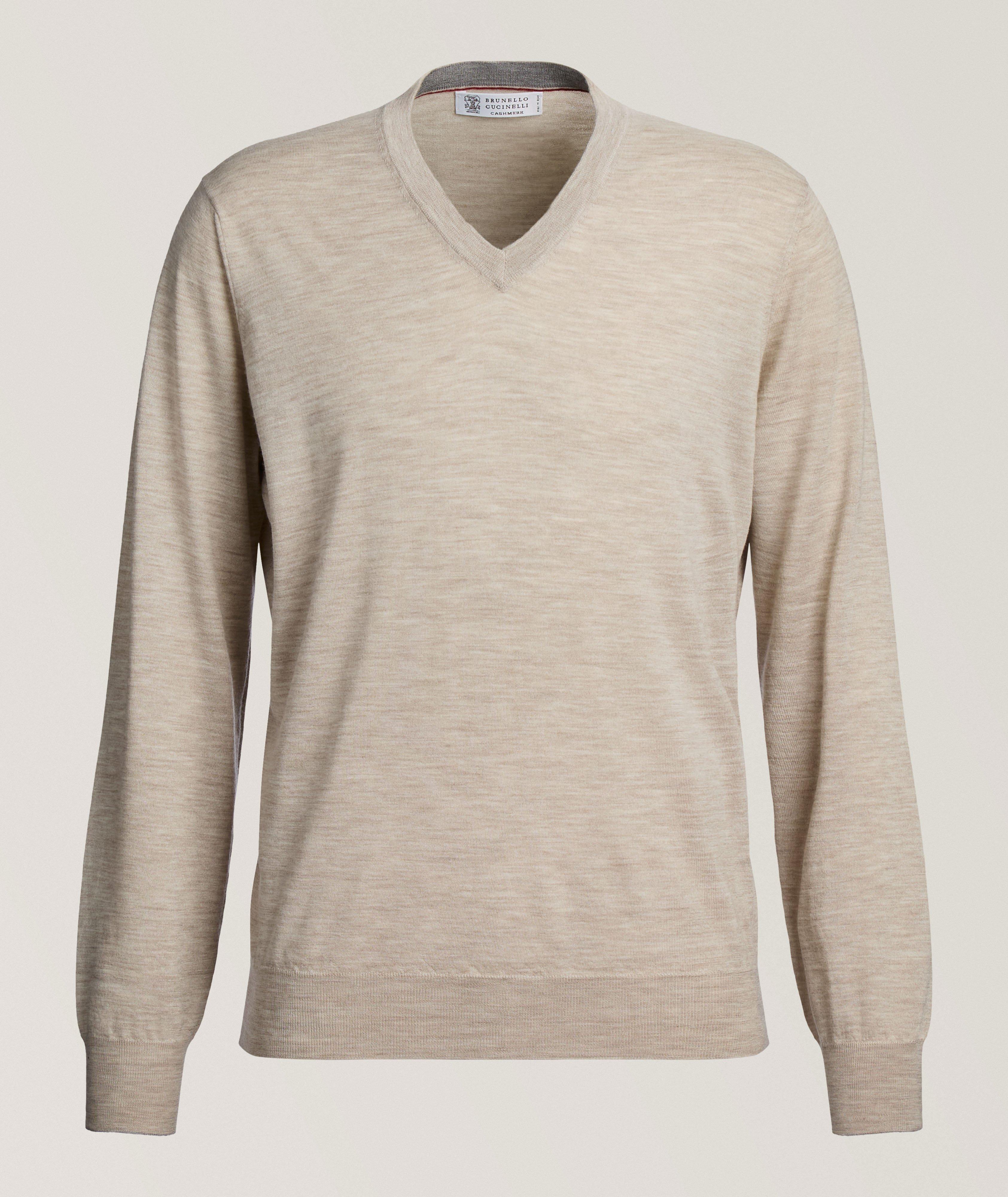Brunello Cucinelli Pull encolure-V cachemire-laine jauge fine