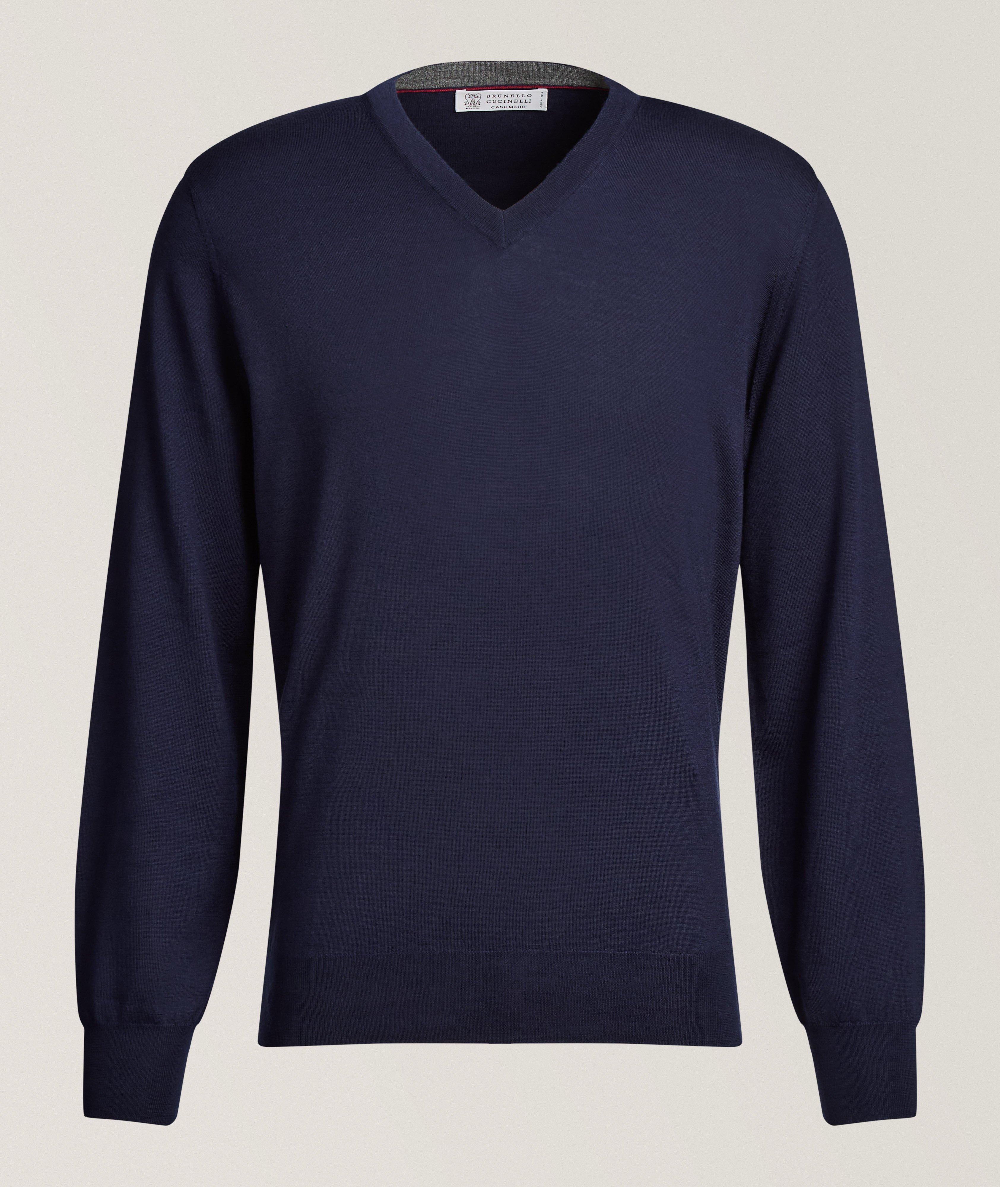 Brunello Cucinelli Fine Gauge Wool-Cashmere V-Neck Sweater