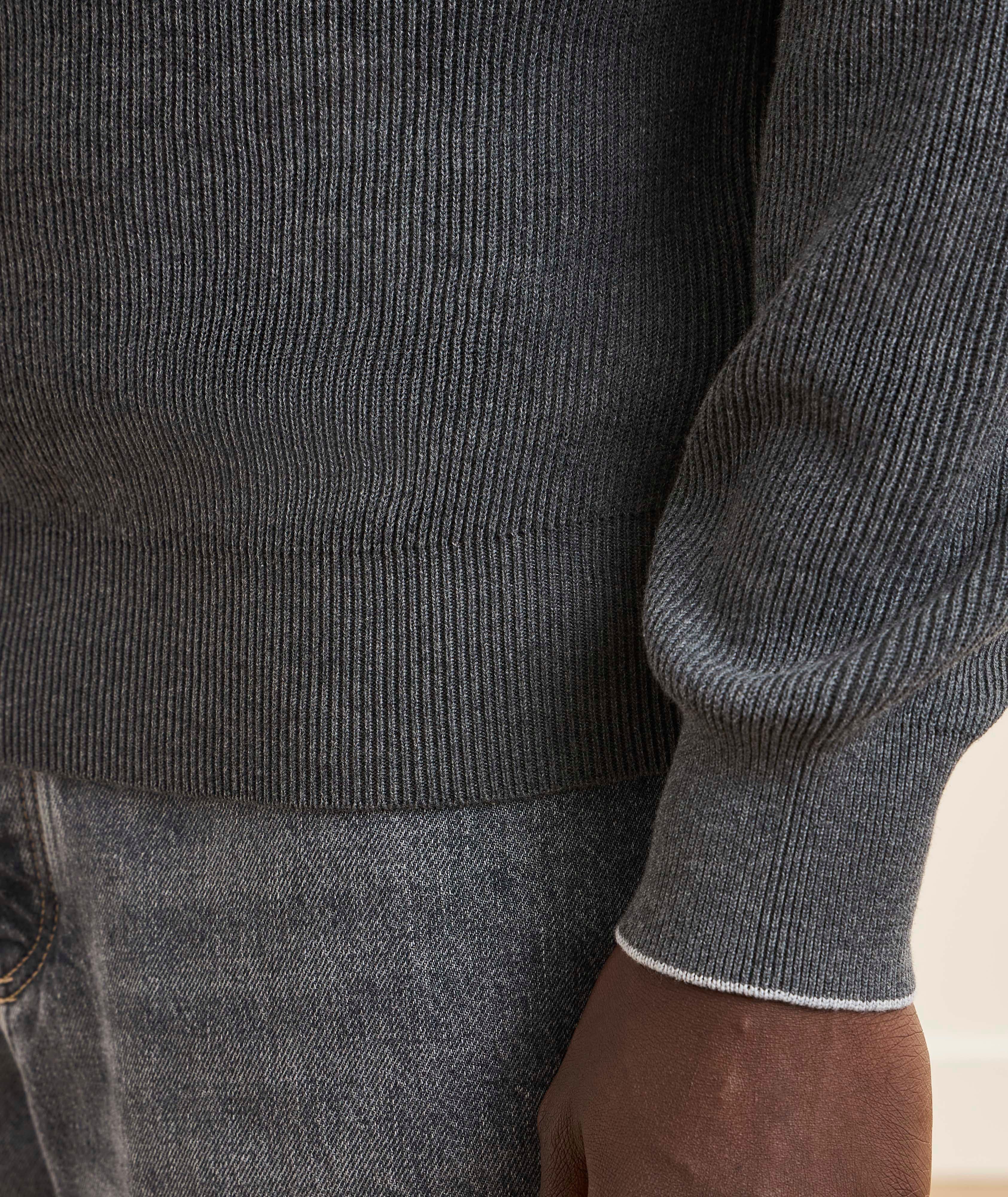Ribbed Raglan Cotton Polo Sweater image 4