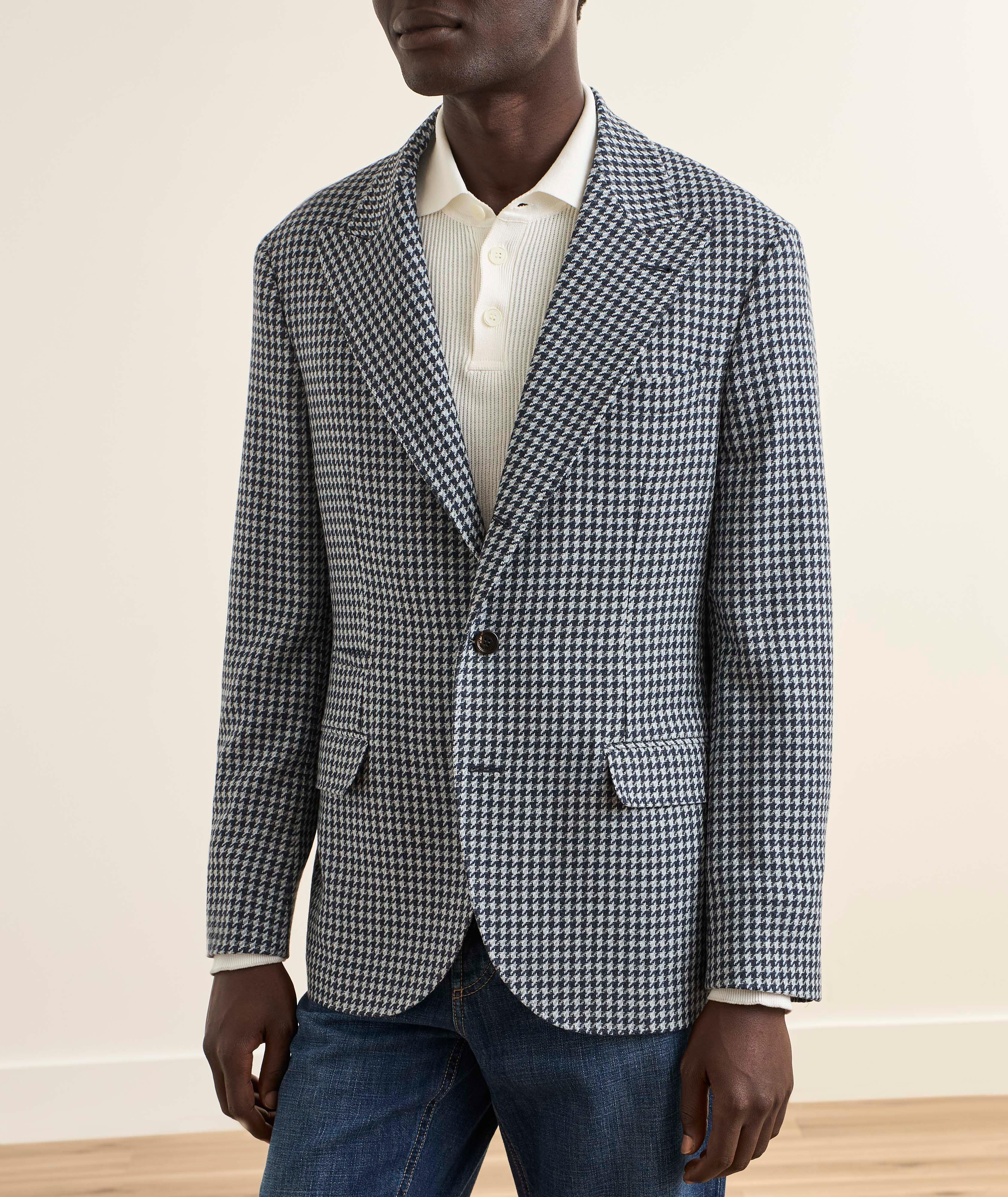 Macro-Houndstooth Cashmere Sport Jacket image 1