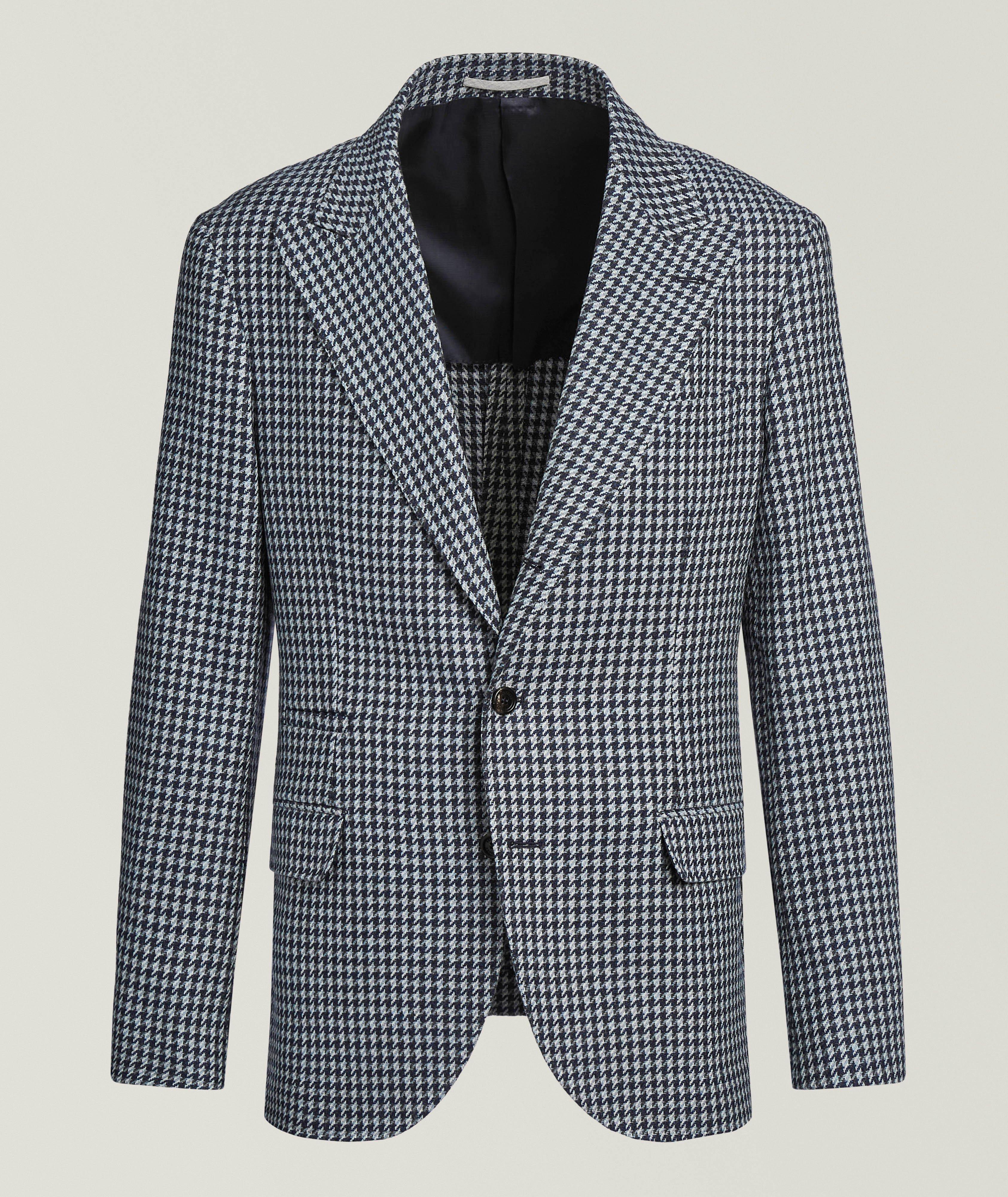 Brunello Cucinelli Macro-Houndstooth Cashmere Sport Jacket