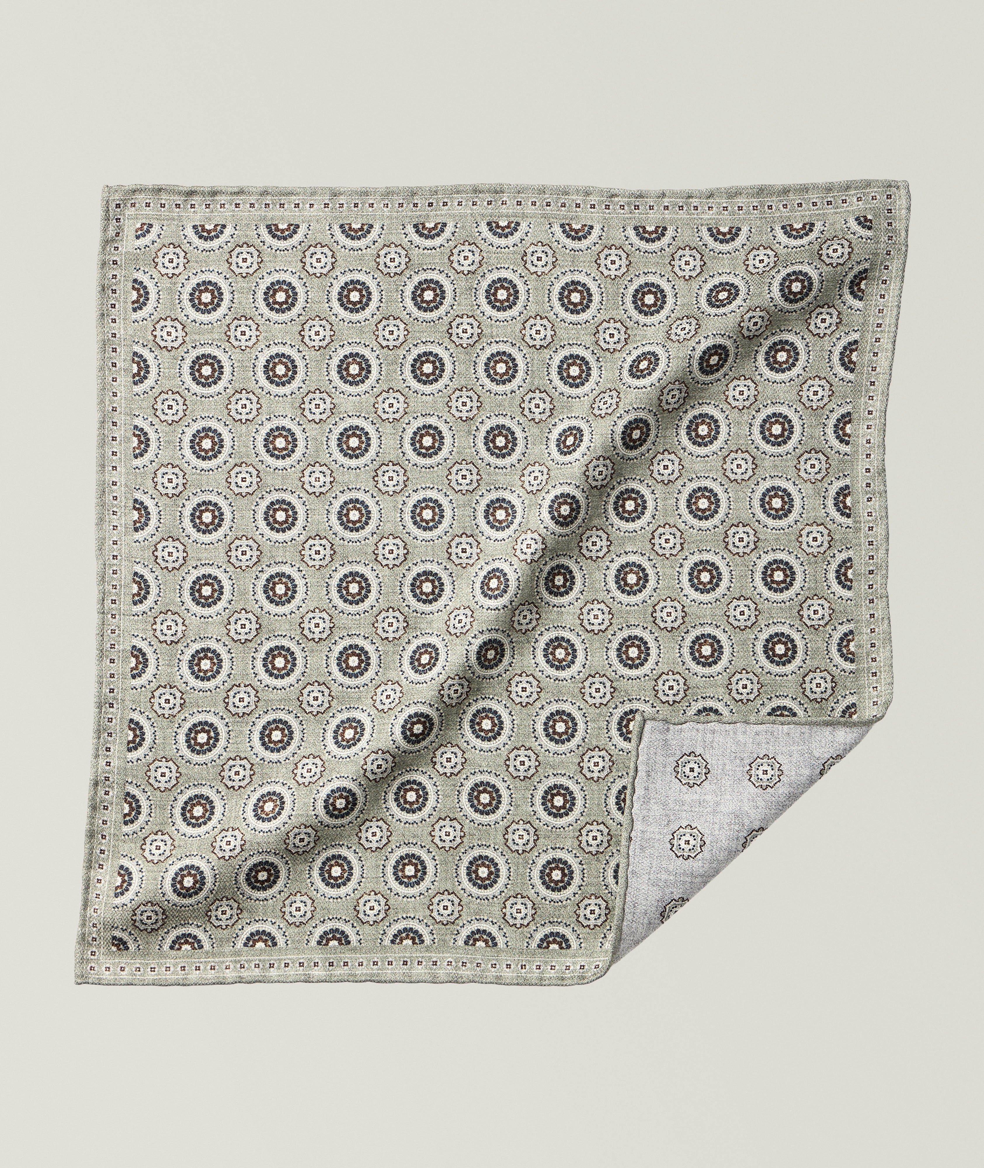 Brunello Cucinelli Medallion Silk Pocket Square