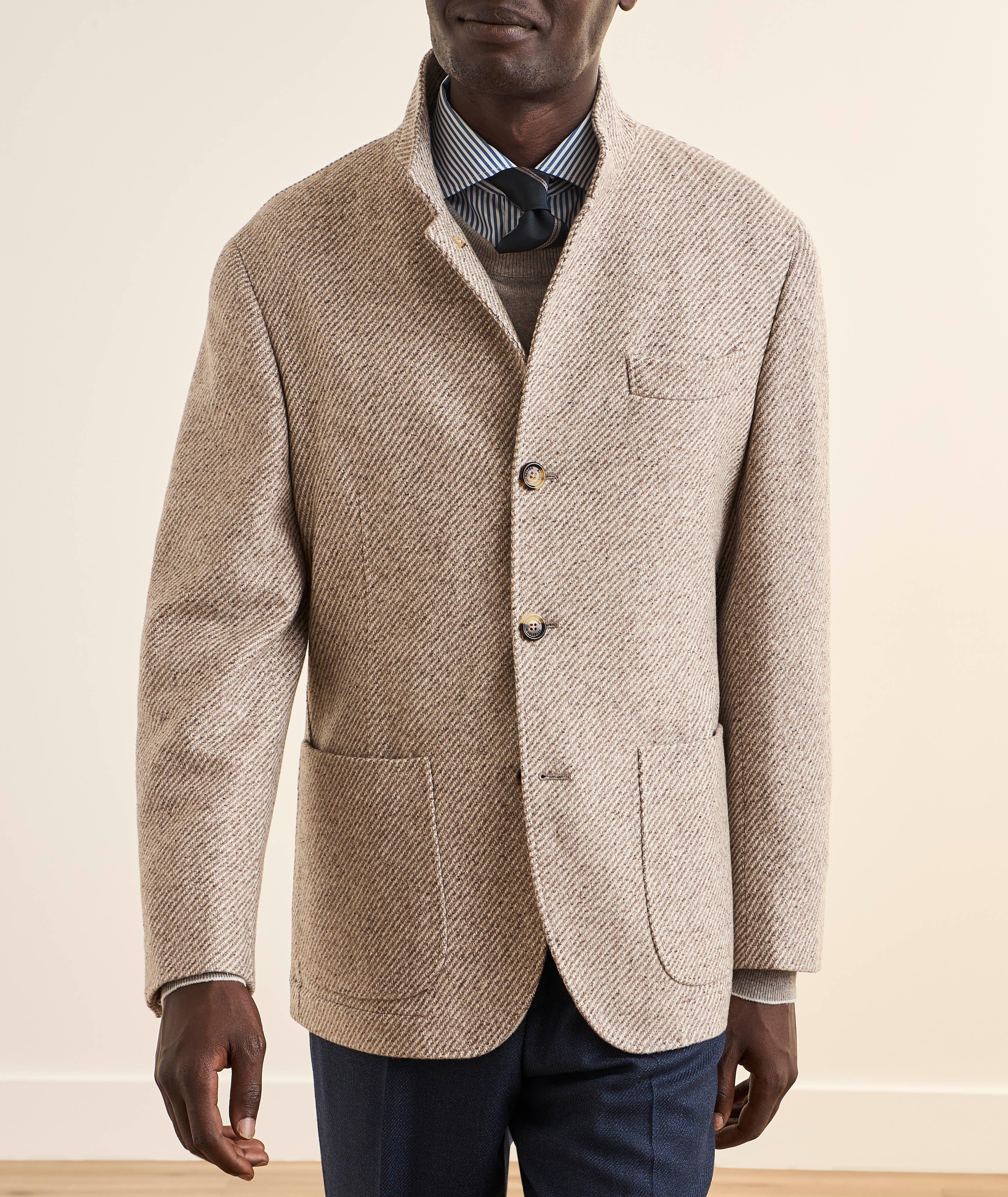 Diagonal-Stripe Cashmere-Silk Jacket image 1