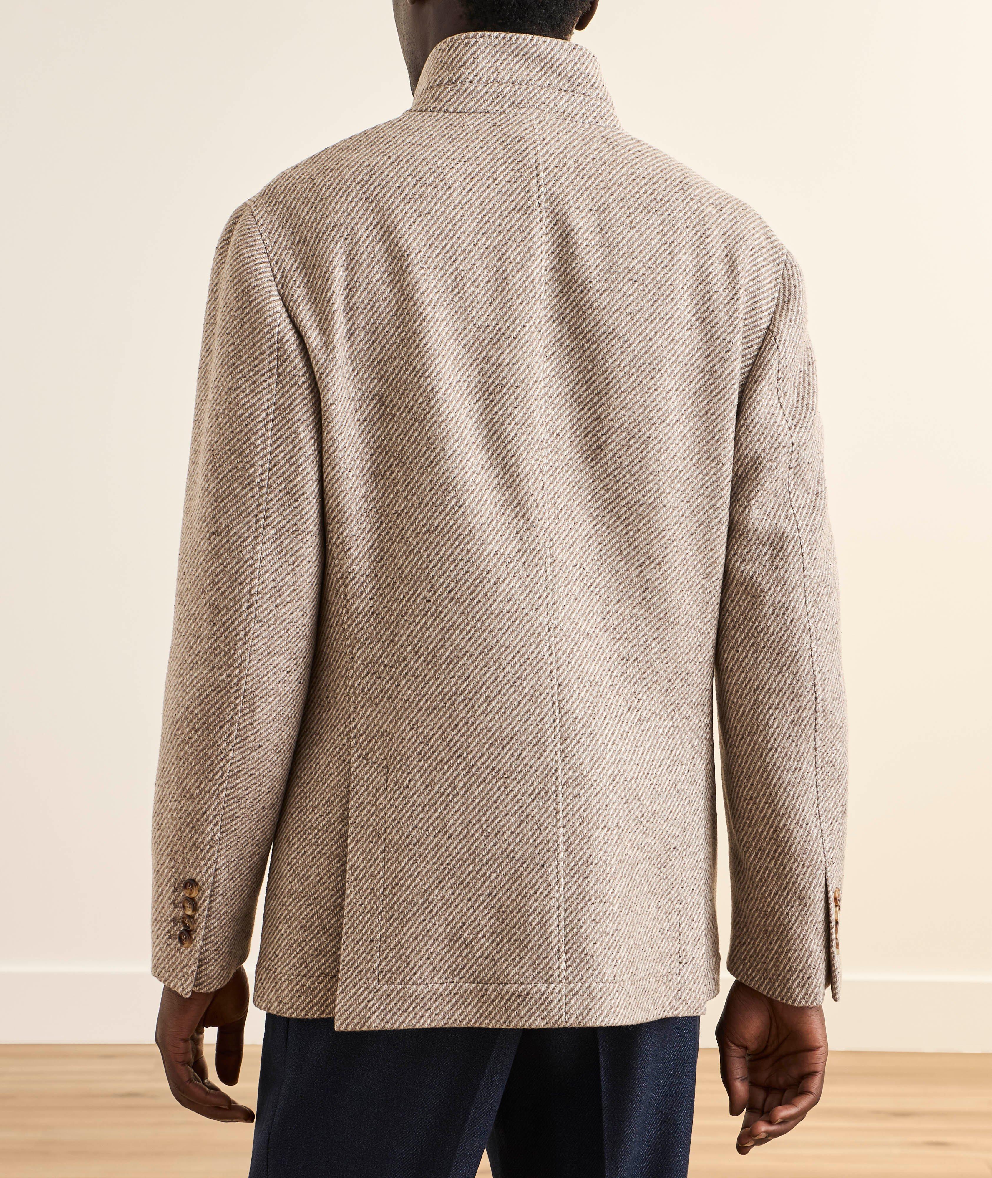 Diagonal-Stripe Cashmere-Silk Jacket image 2