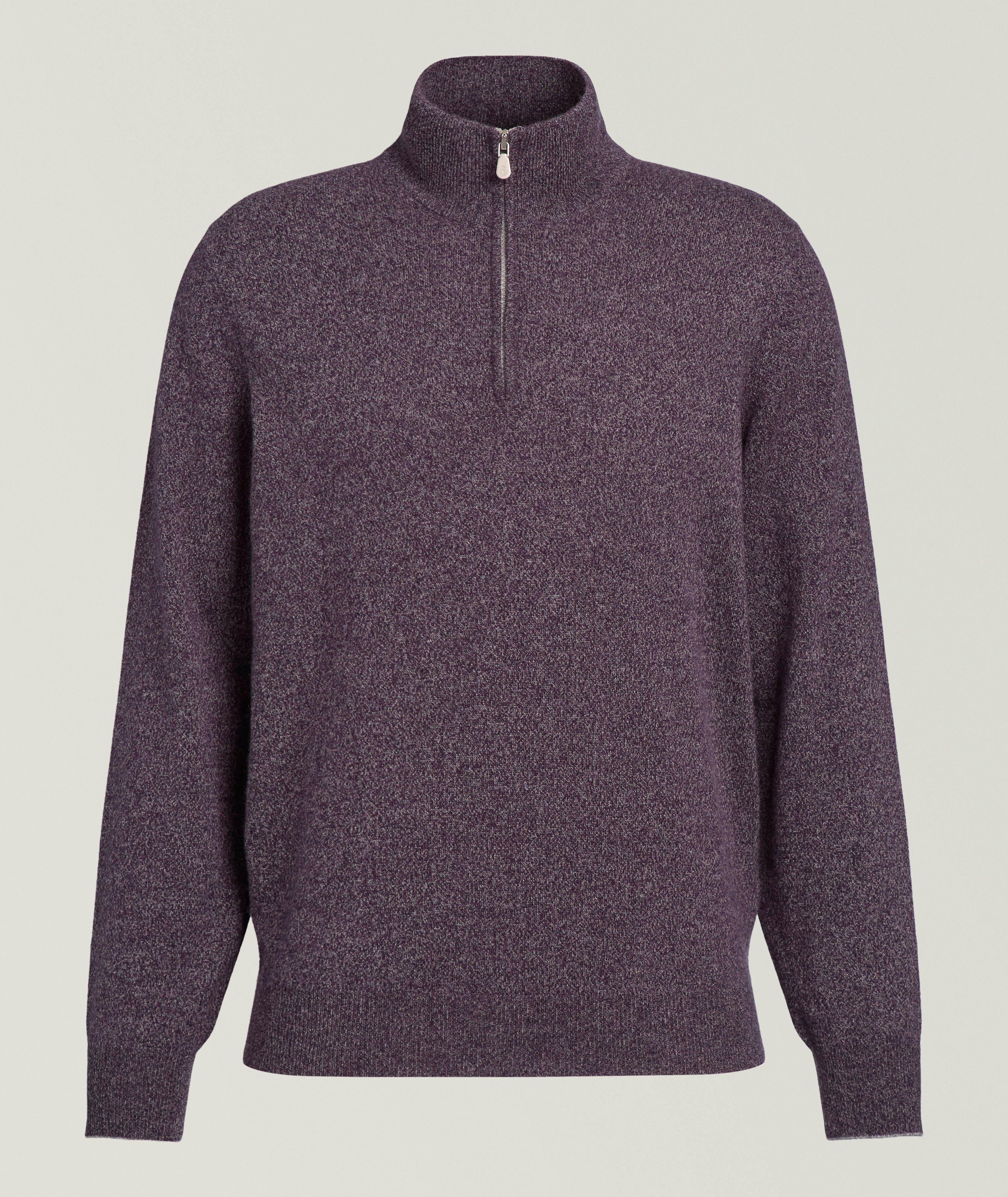 Brunello Cucinelli Mélange Cashmere Quarter-Zip Sweater | Sweaters