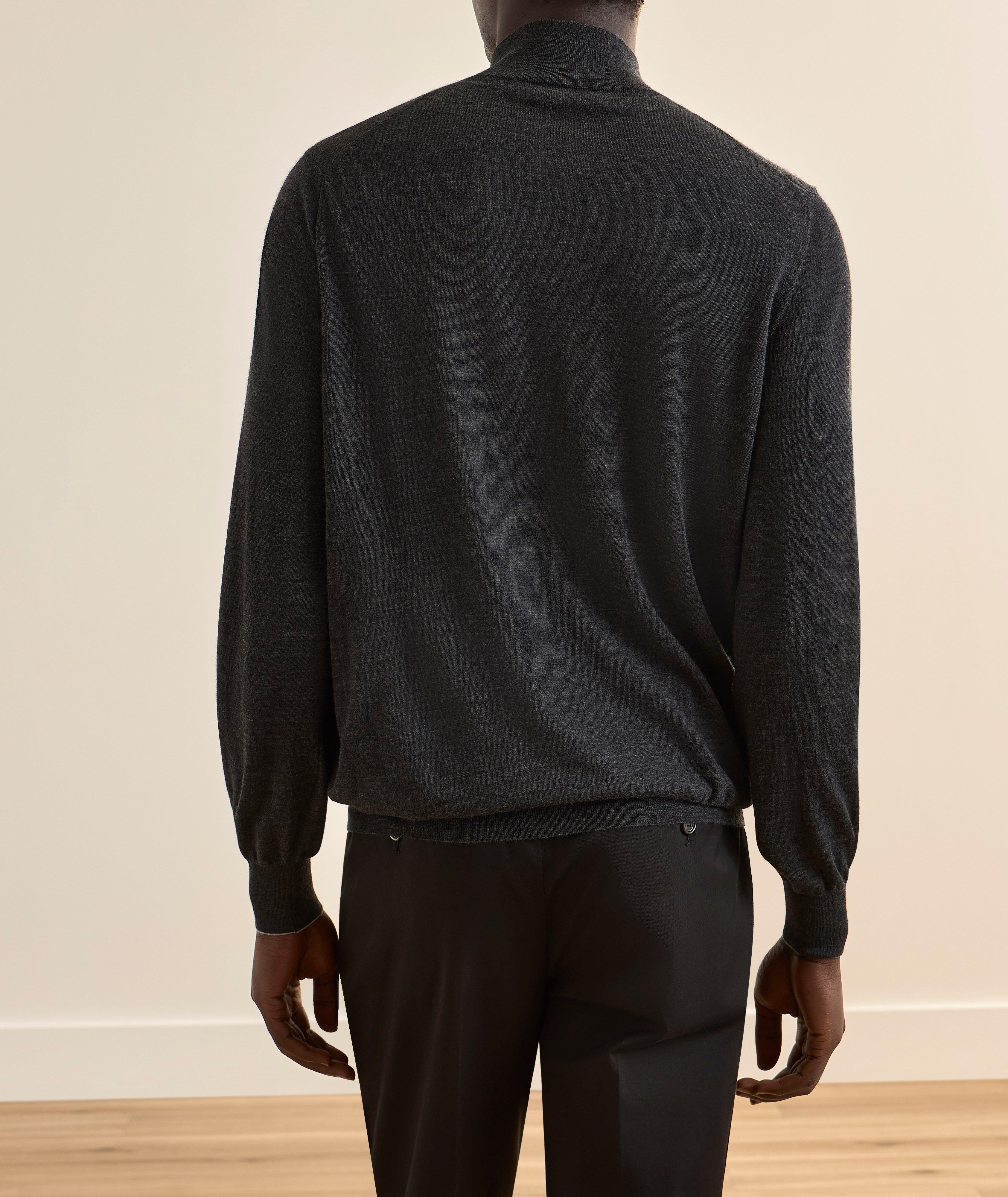 Fine Gauge Wool-Cashmere Zip Cardigan   image 2