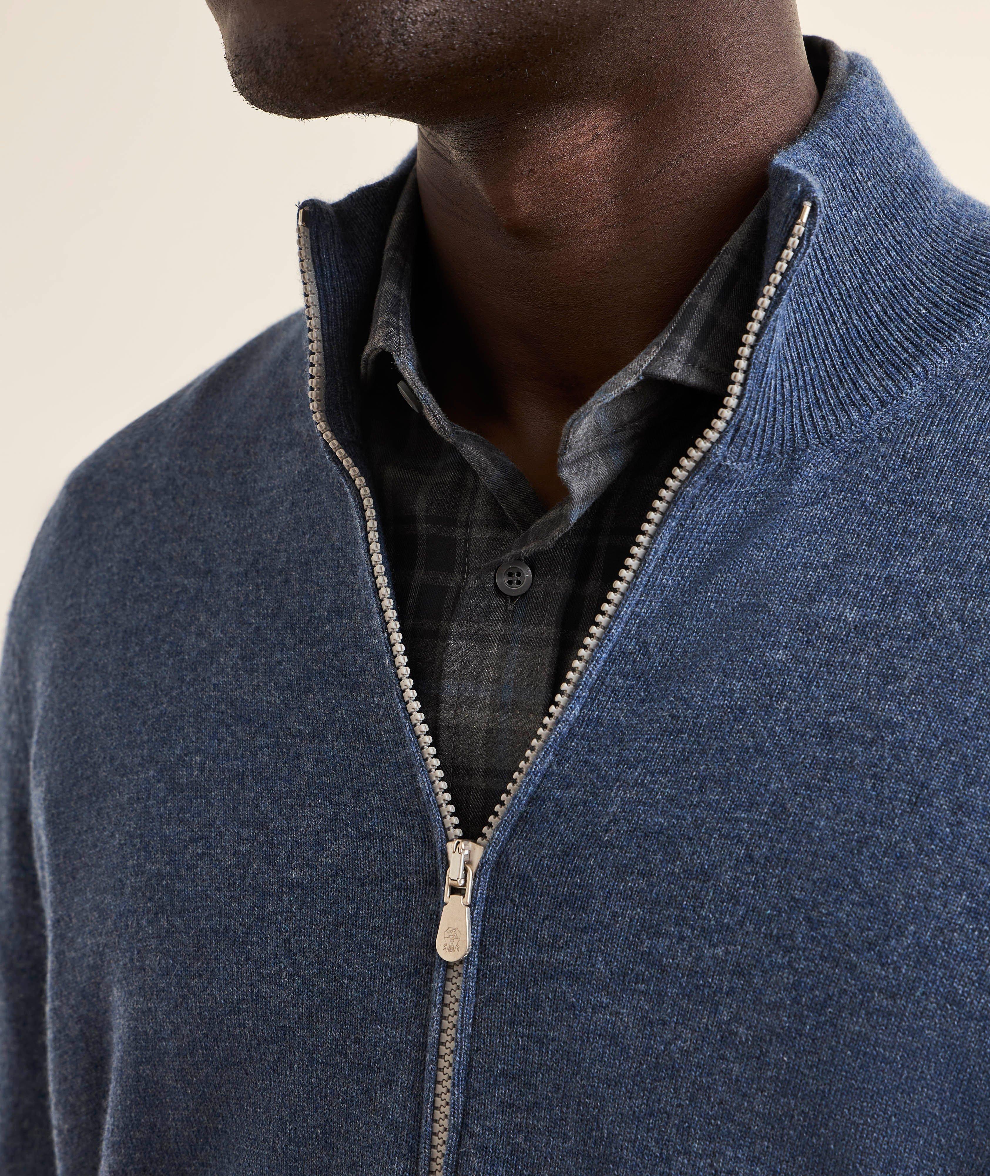 Mélange Cashmere Full-Zip Sweater image 3
