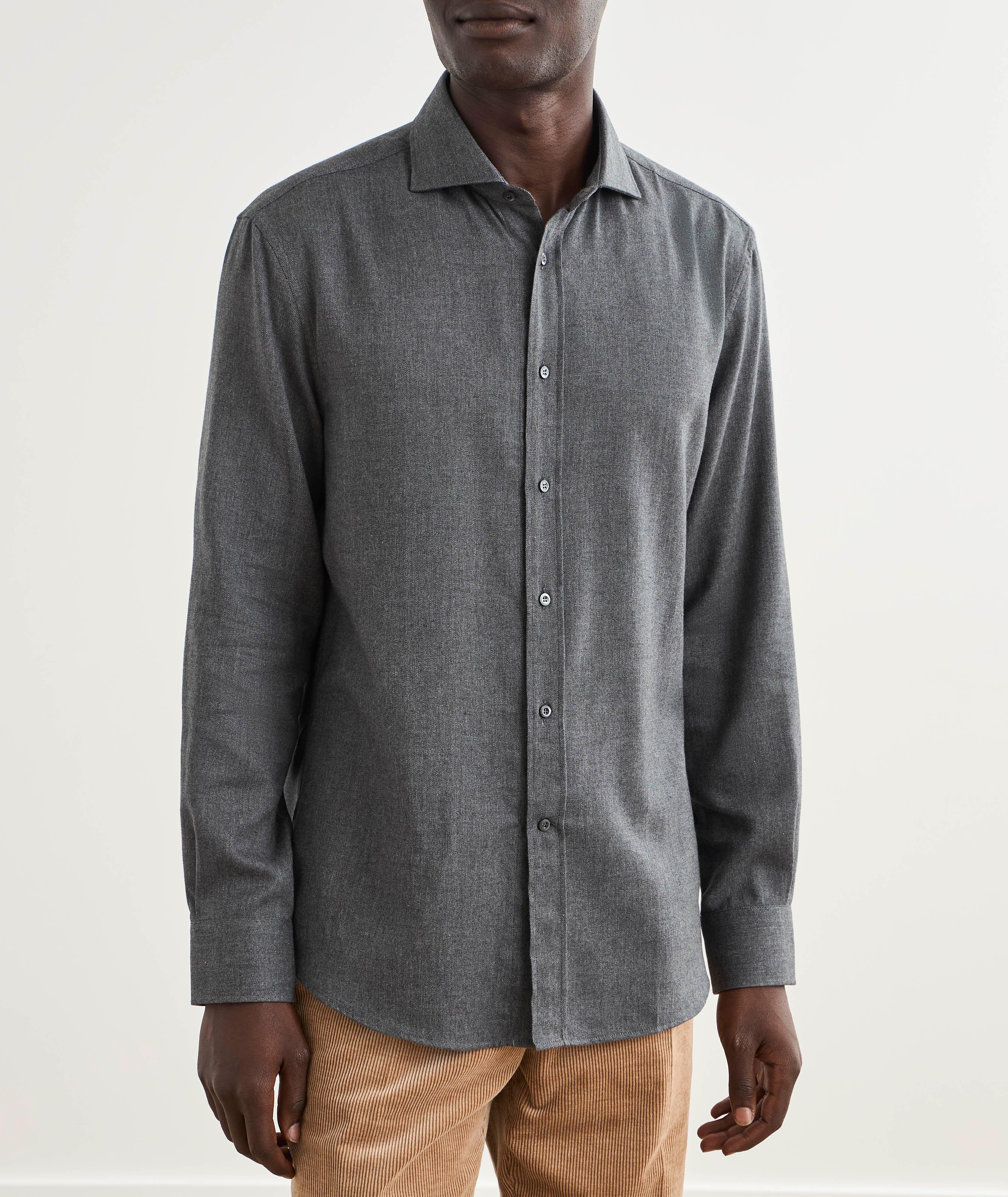 Easy-Fit Herringbone Brushed Flannel Shirt image 1