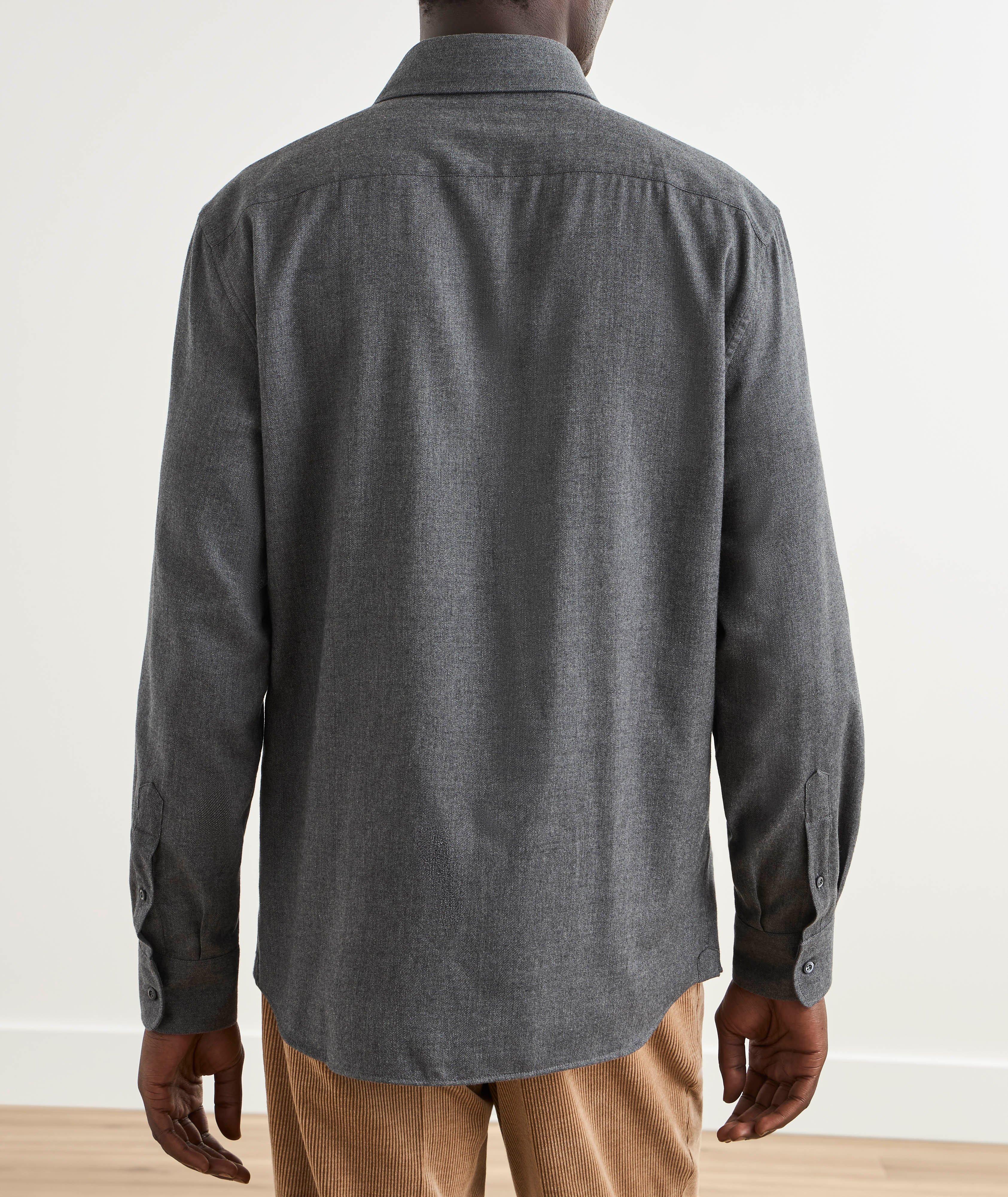 Easy-Fit Herringbone Brushed Flannel Shirt image 2