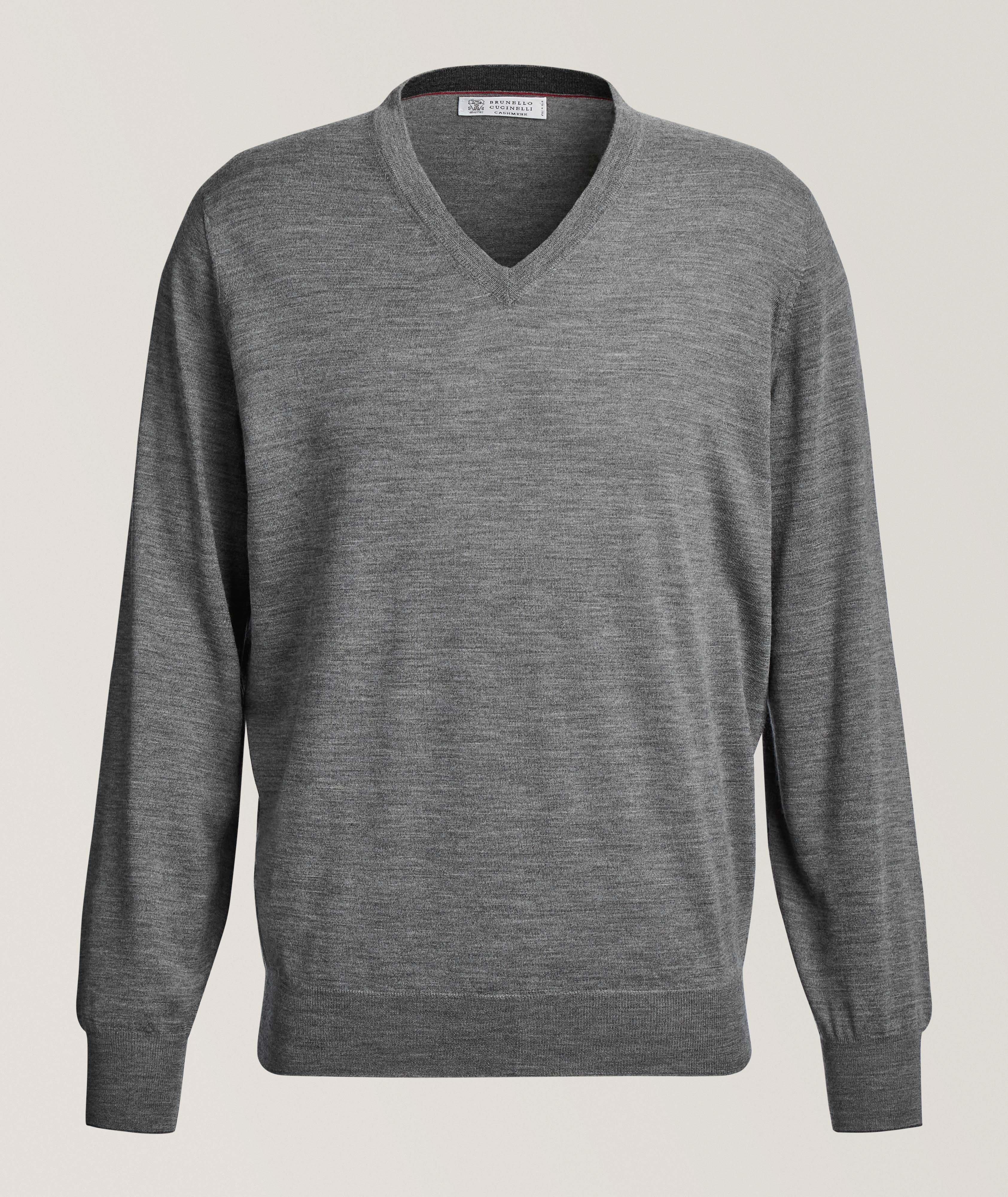 Brunello Cucinelli Fine Gauge Wool-Cashmere V-Neck Sweater