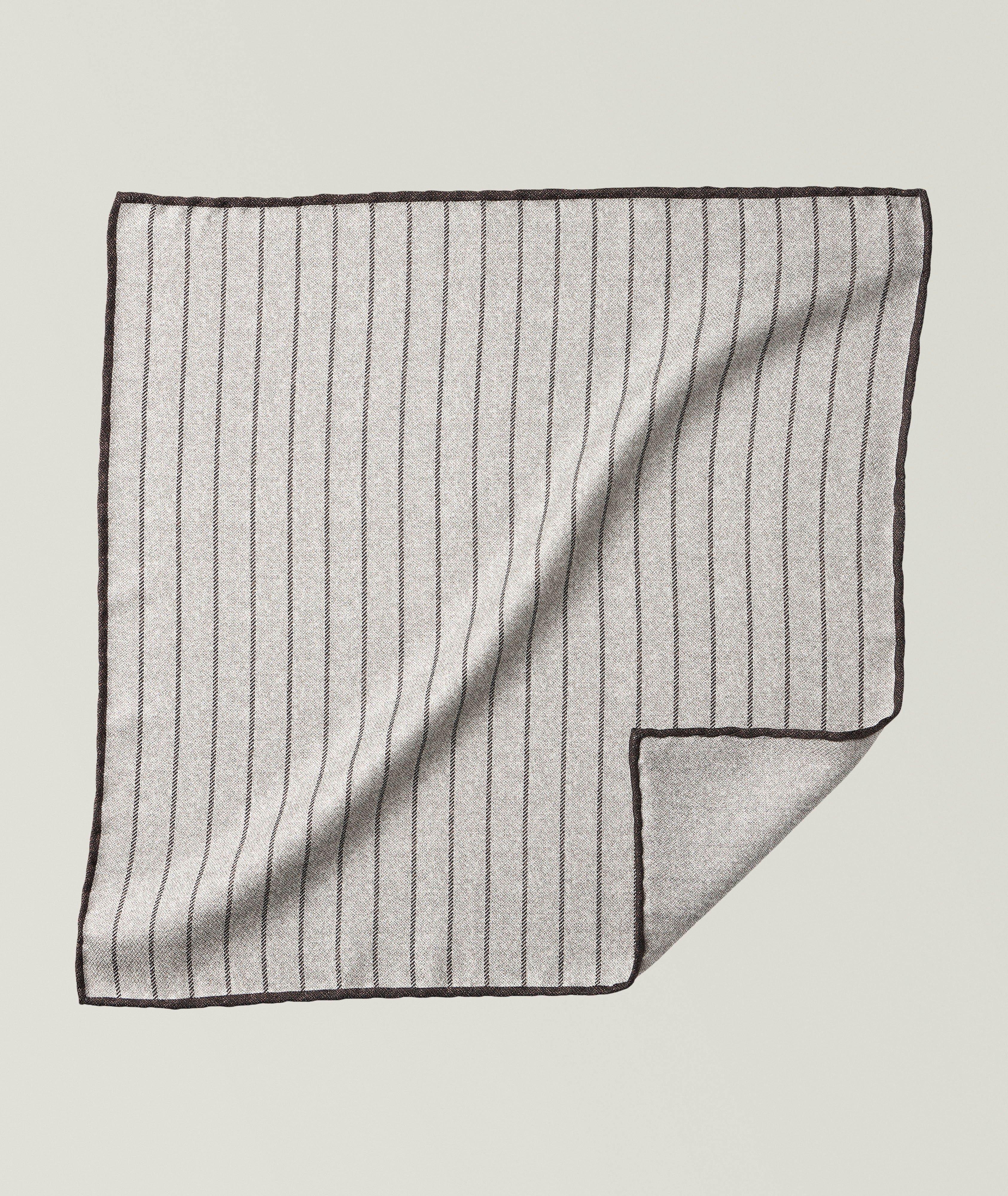 Brunello Cucinelli Striped Silk Pocket Square