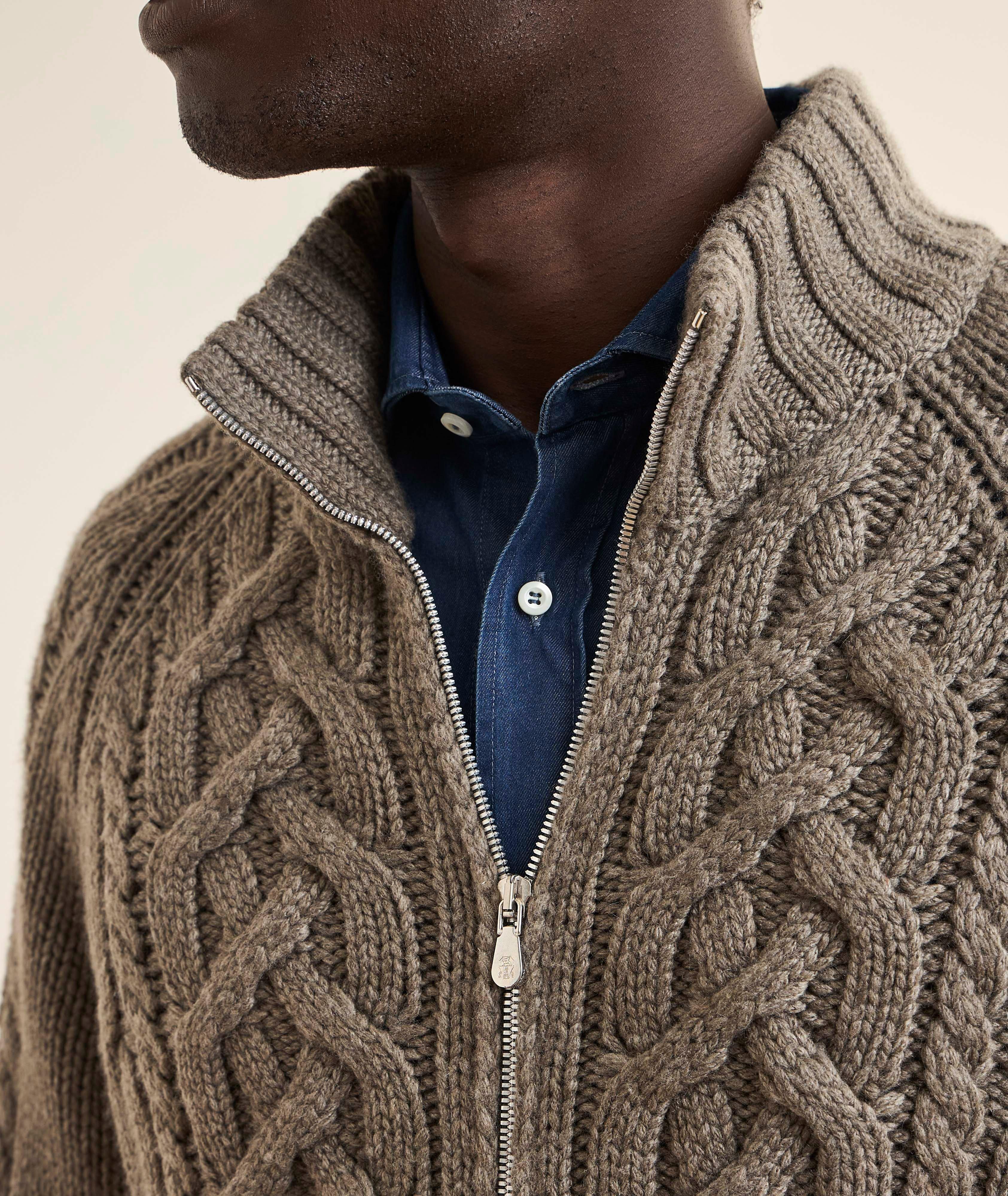 Cashmere Cable Knit Full-Zip Cardigan image 3