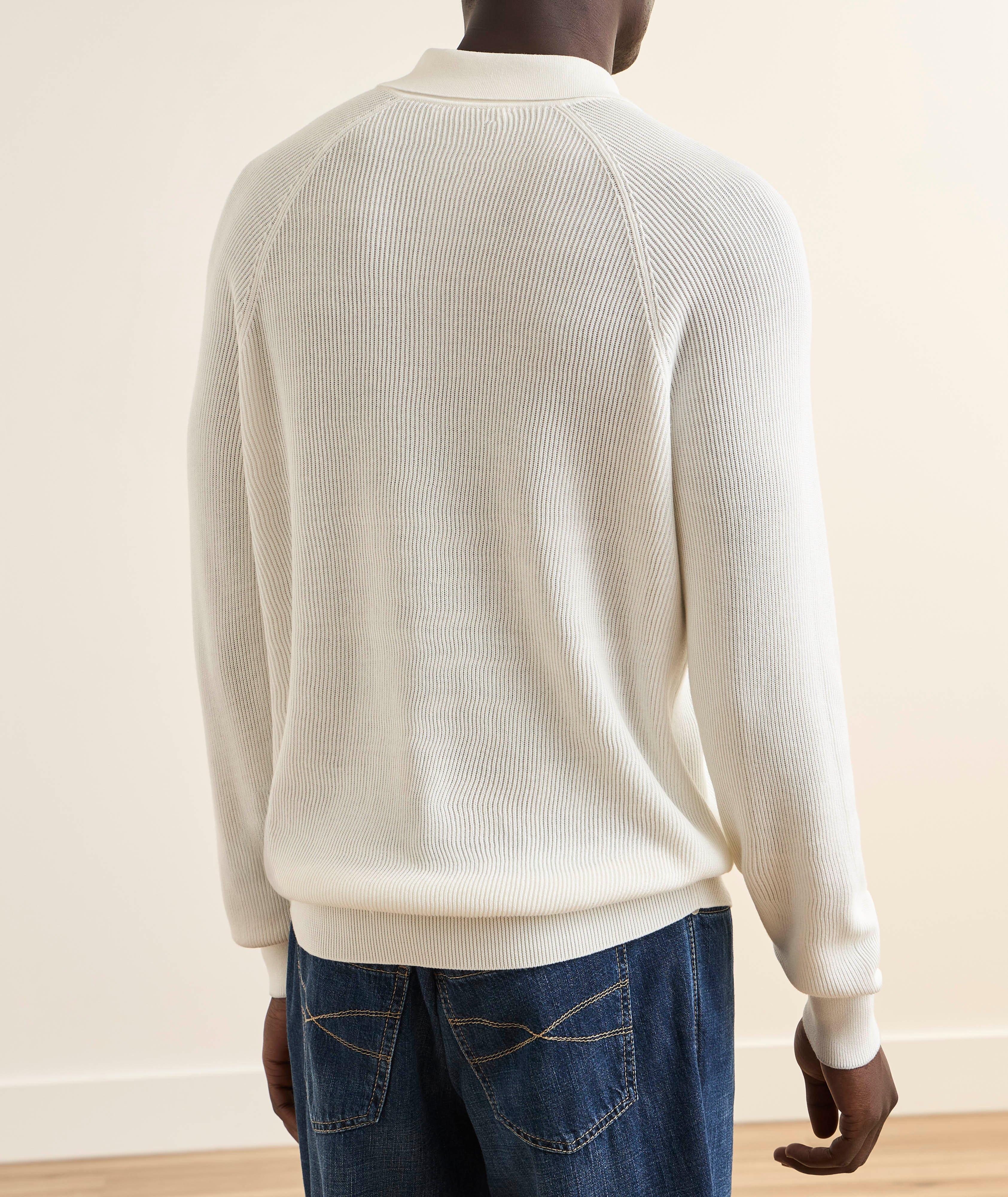 Ribbed Raglan Cotton Polo Sweater image 2