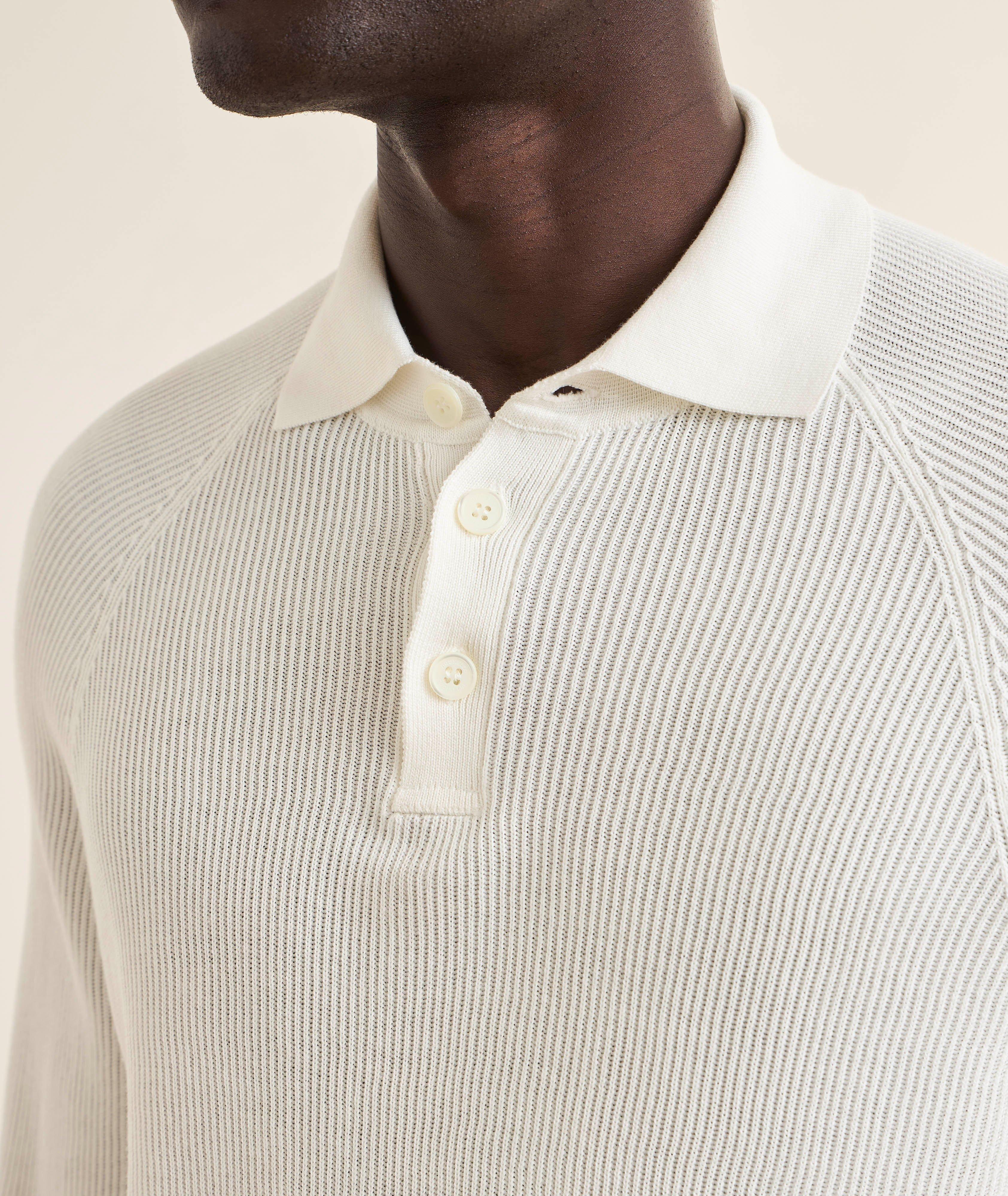 Ribbed Raglan Cotton Polo Sweater image 3