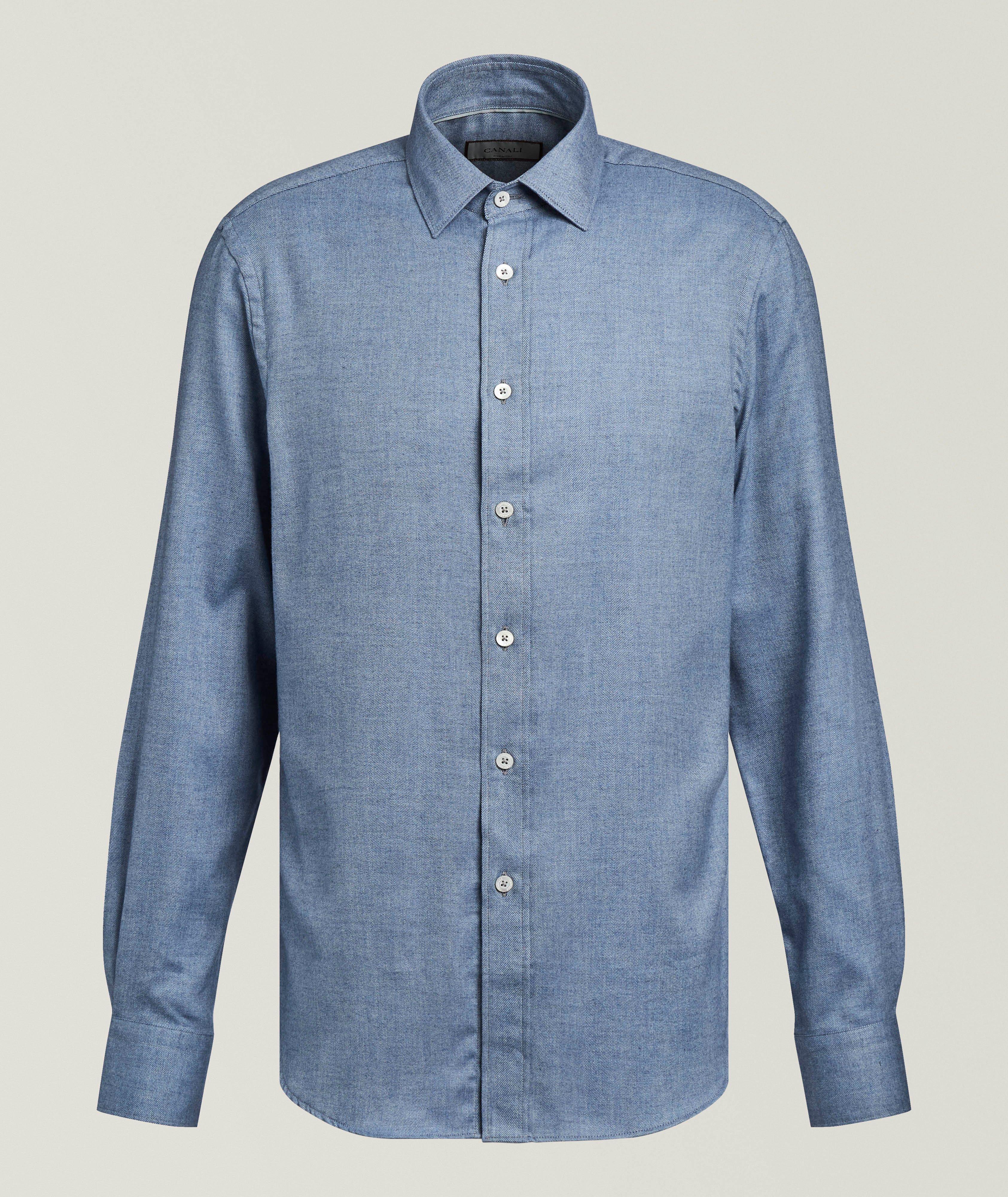 Canali Herringbone Cotton-Lyocell Shirt