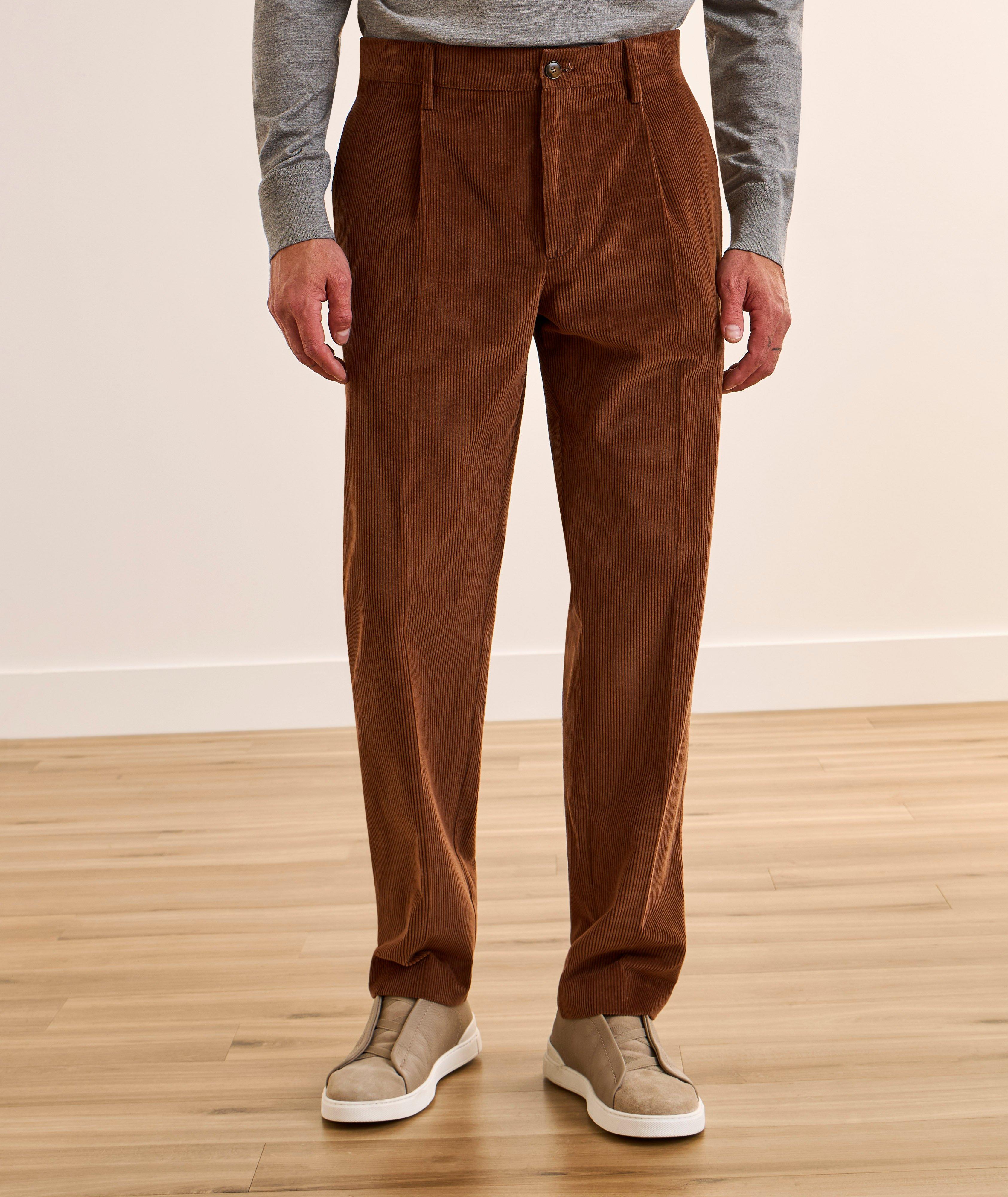 Pleated Cotton Corduroy Pants image 1