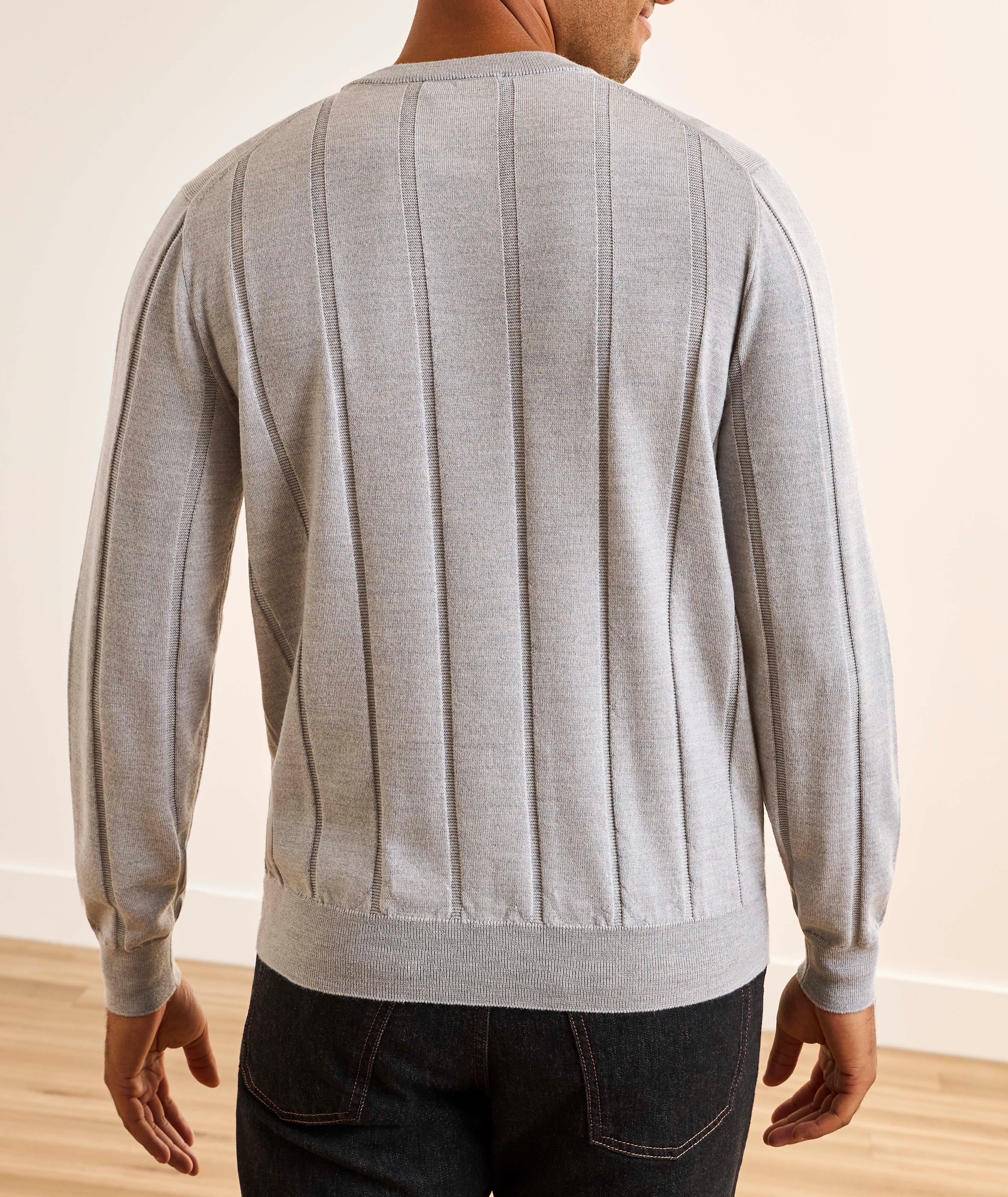 Pull encolure ronde laine vierge rayures ton sur ton image 2