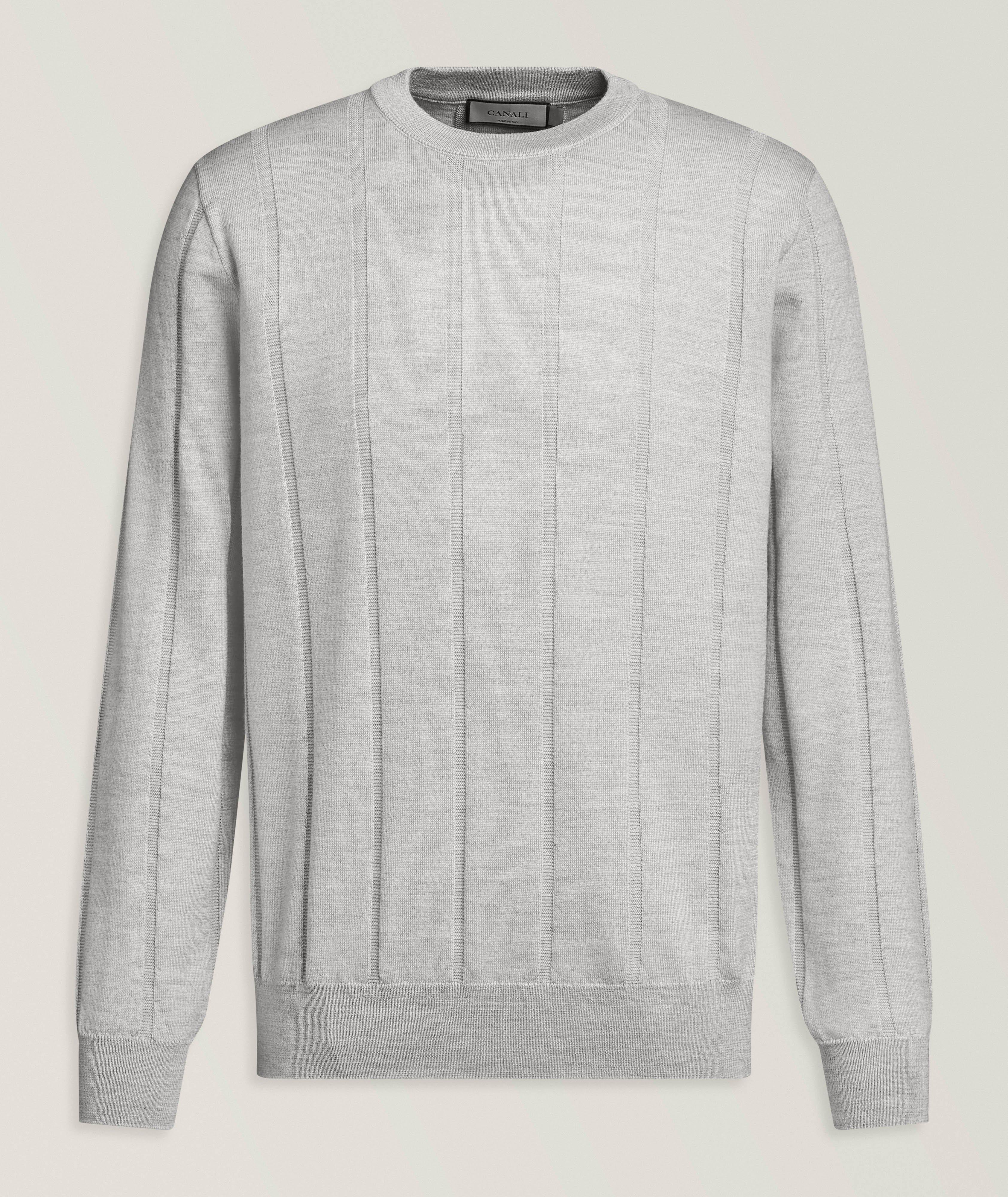 Canali Pull encolure ronde laine vierge rayures ton sur ton