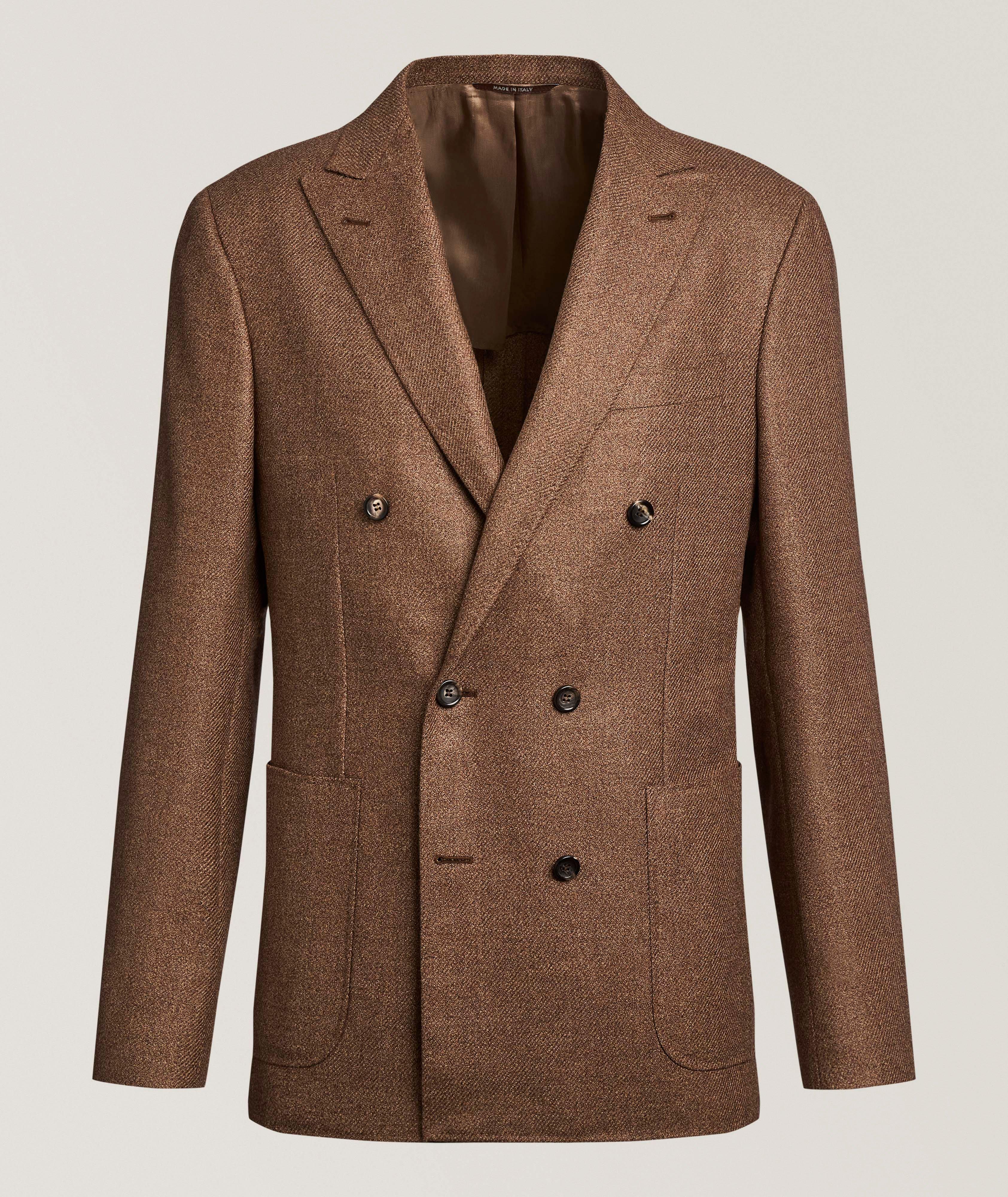 Canali Kei Herringbone Double-Breasted Sport Jacket
