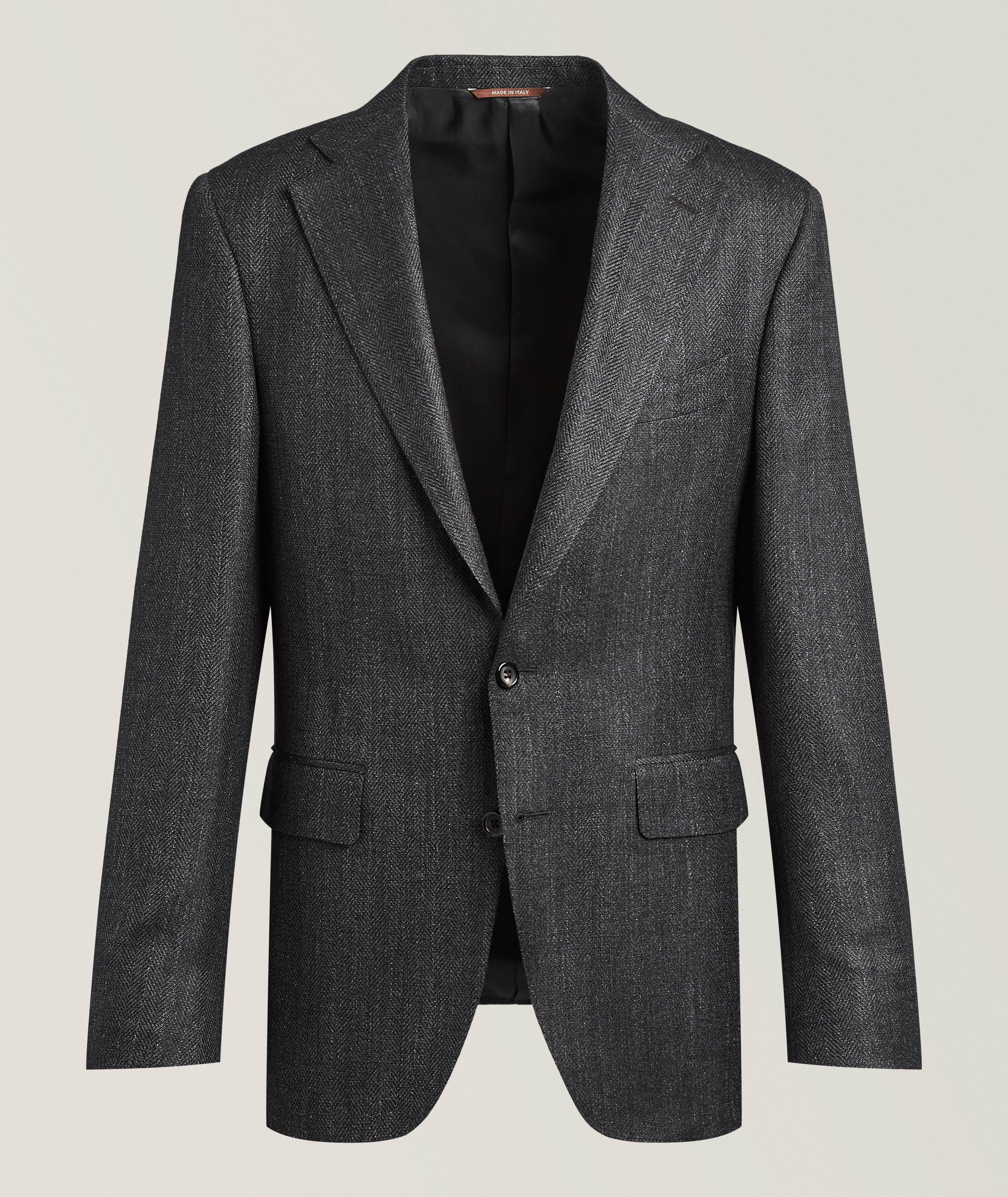 Canali Capri Herringbone Wool-Blend Sport Jacket 