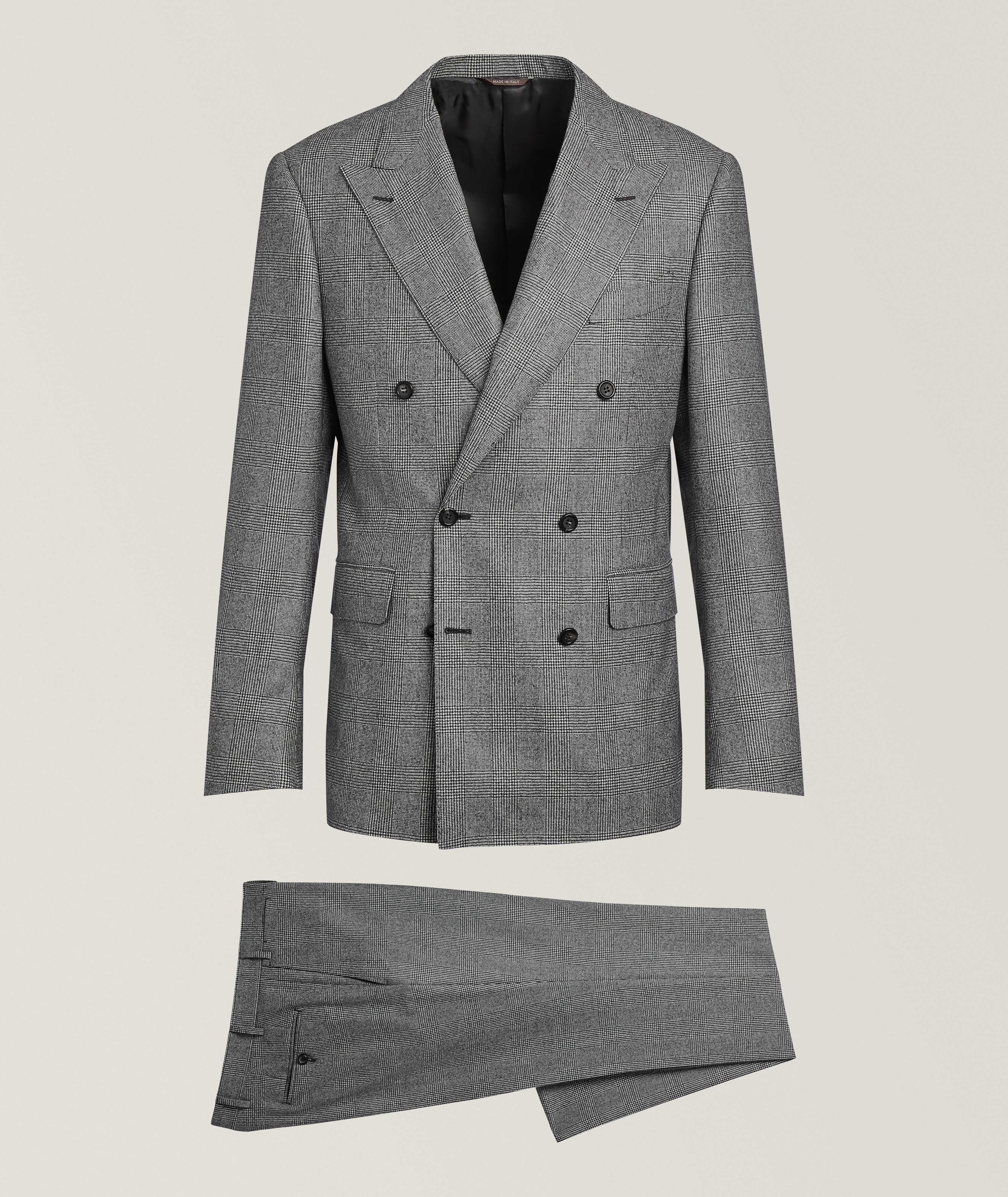 Canali Complet en laine quadrillé Glen double-boutonnage Kei