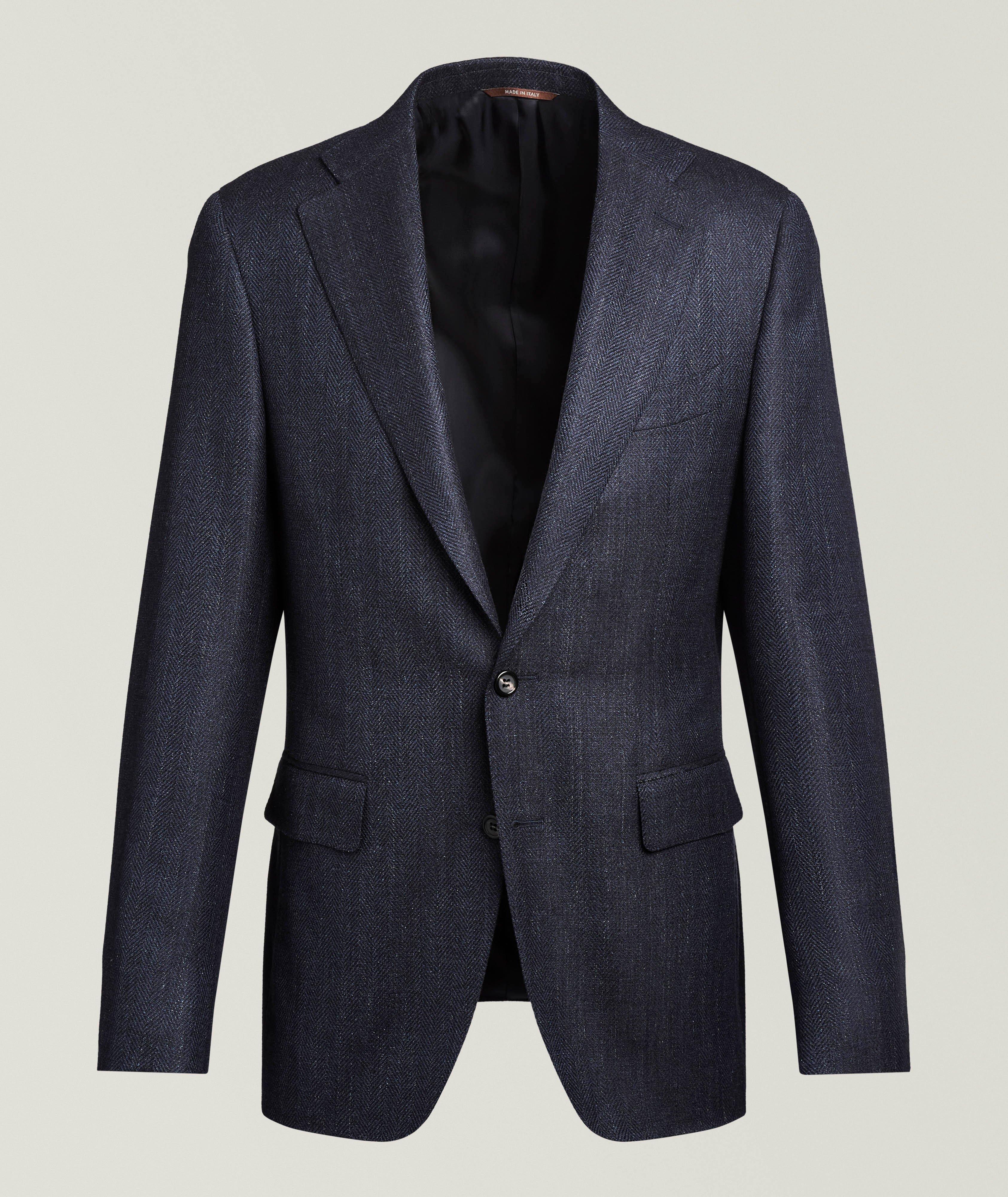 Canali Capri Herringbone Wool-Blend Sport Jacket 