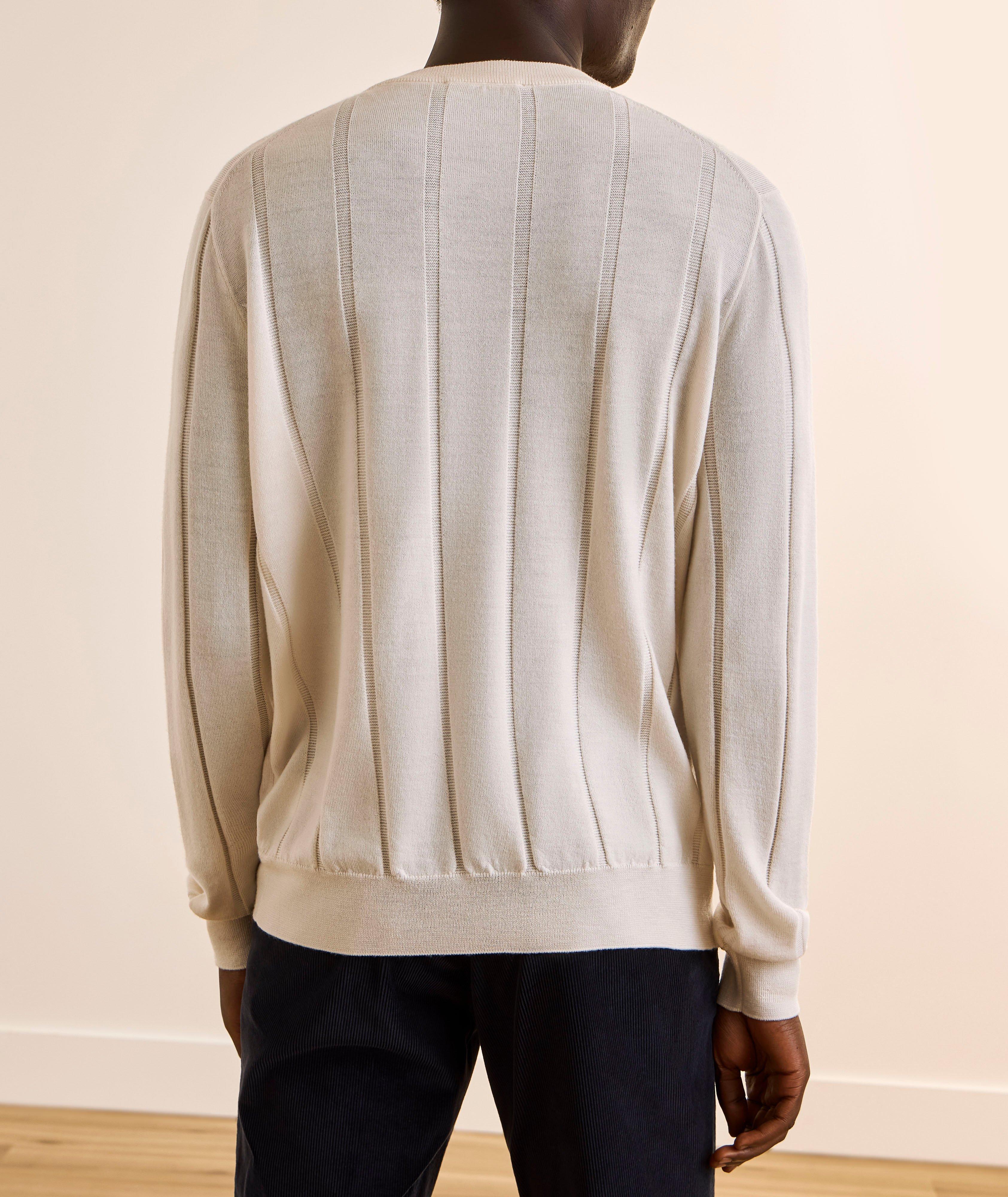 Tonal Stripe Virgin Wool Crewneck Sweater image 2