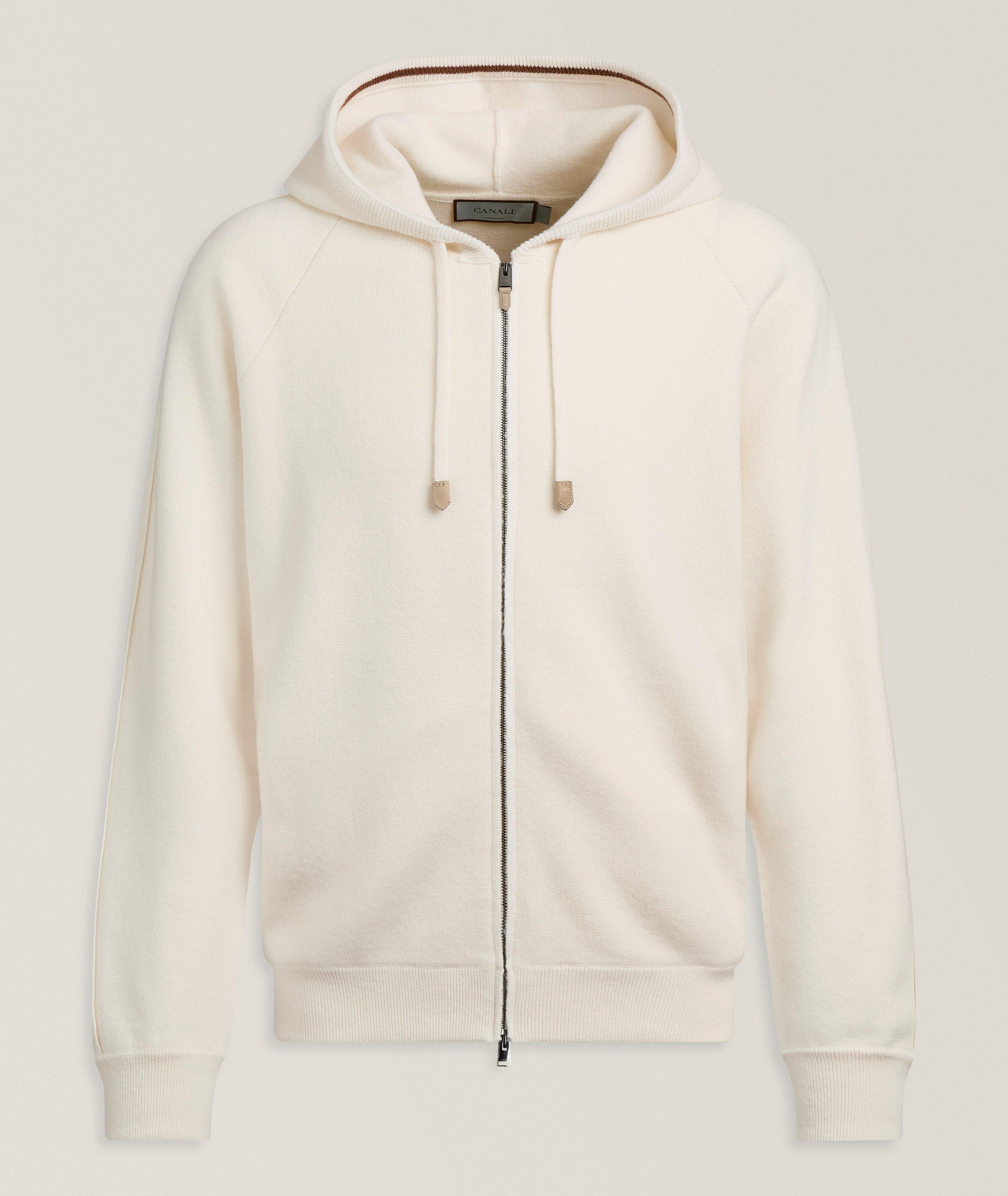 Canali Pull à capuche cachemire-laine vierge