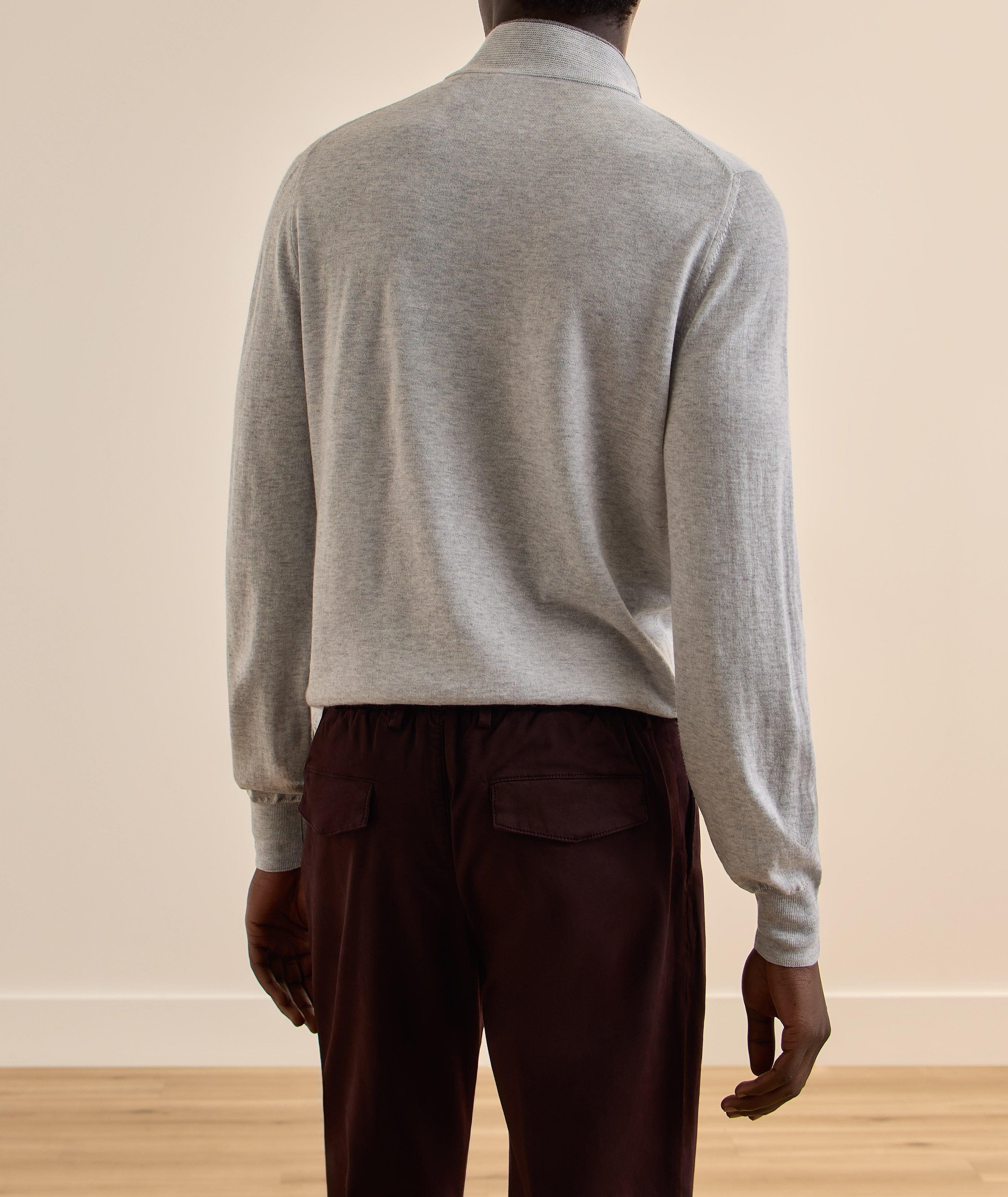 Tipped Merino Wool Quarter-Zip Sweater image 2