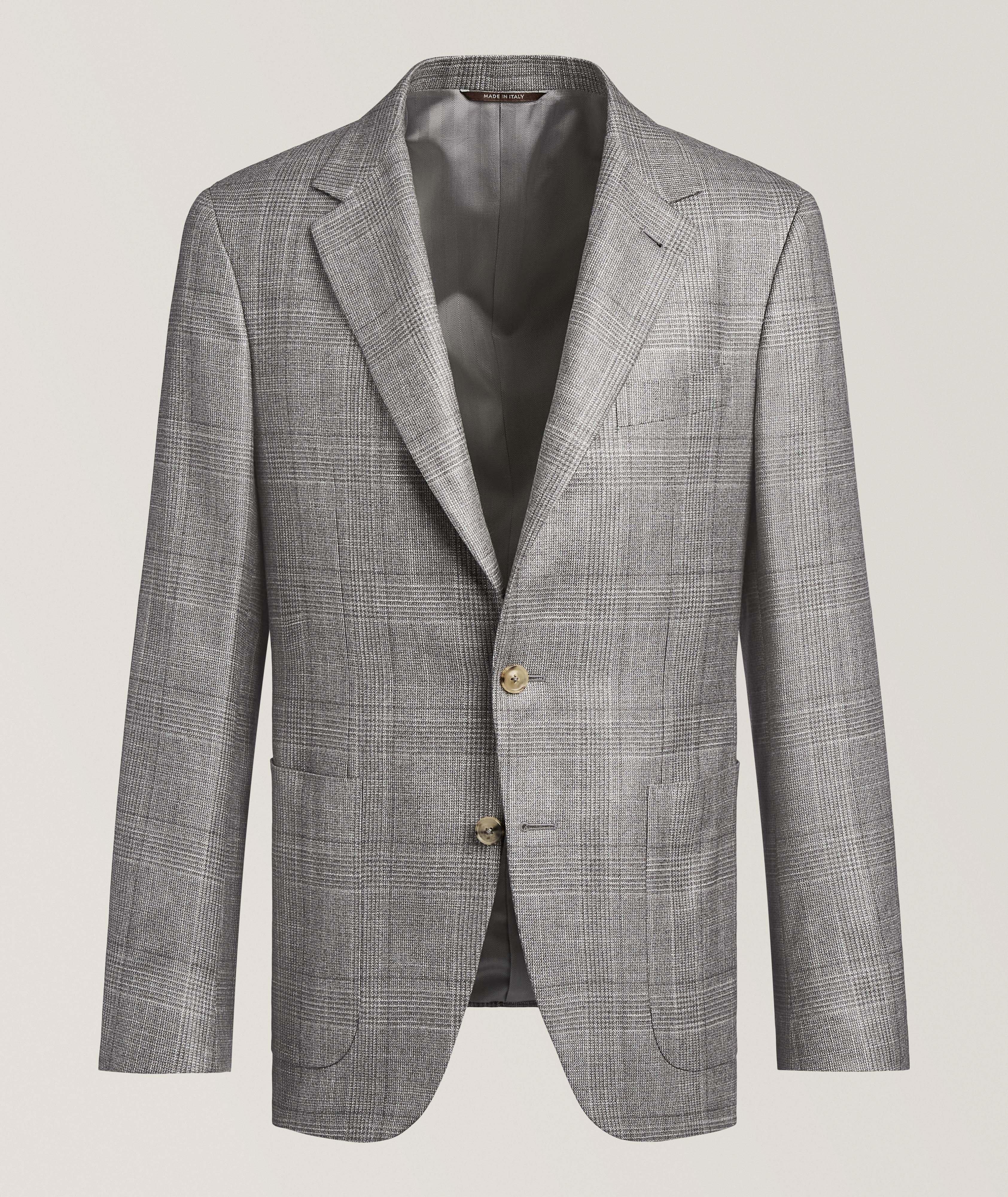 Canali Kei Glen Check Silk-Cashmere Sport Jacket