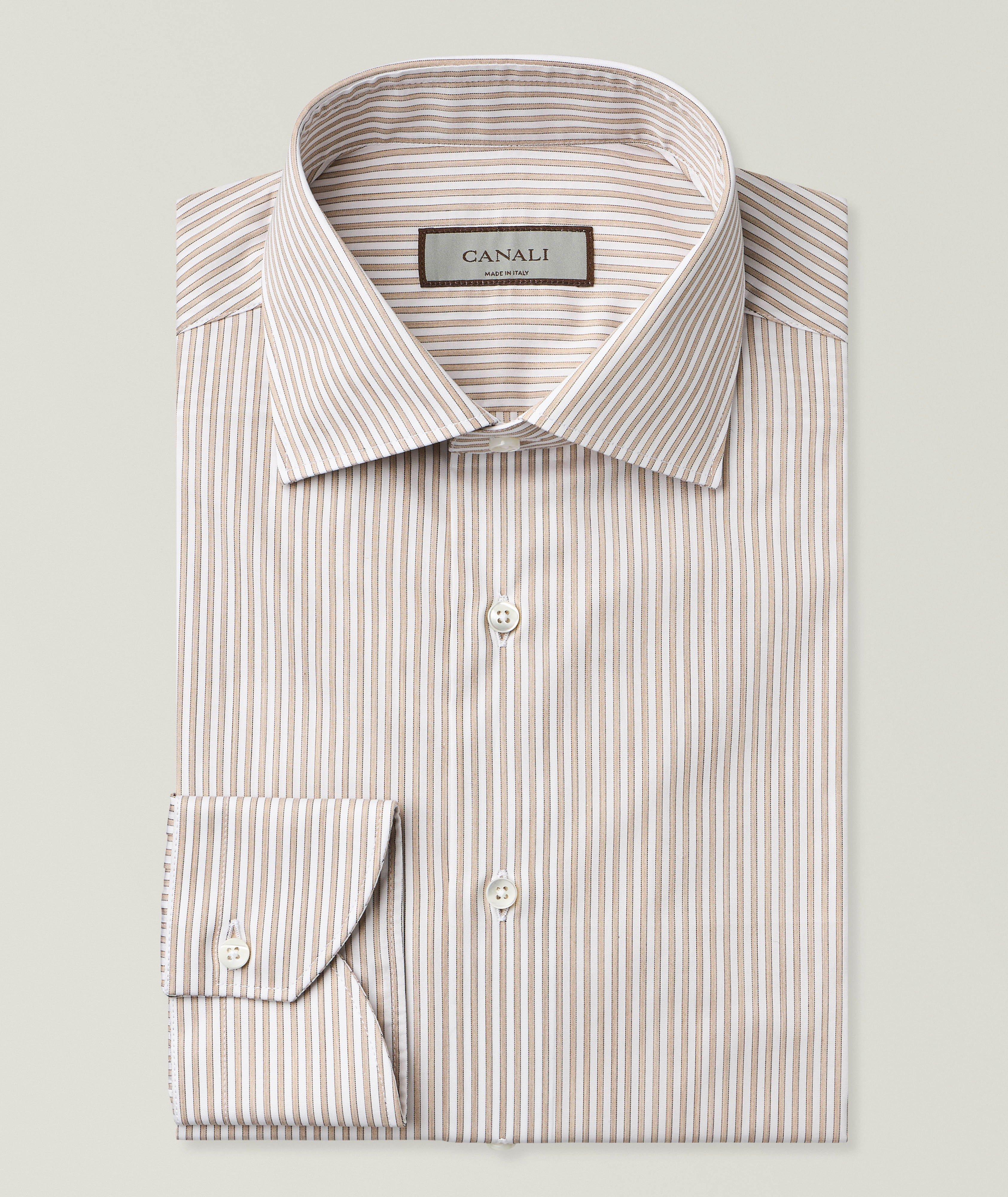 Canali Striped Cotton Dress Shirt