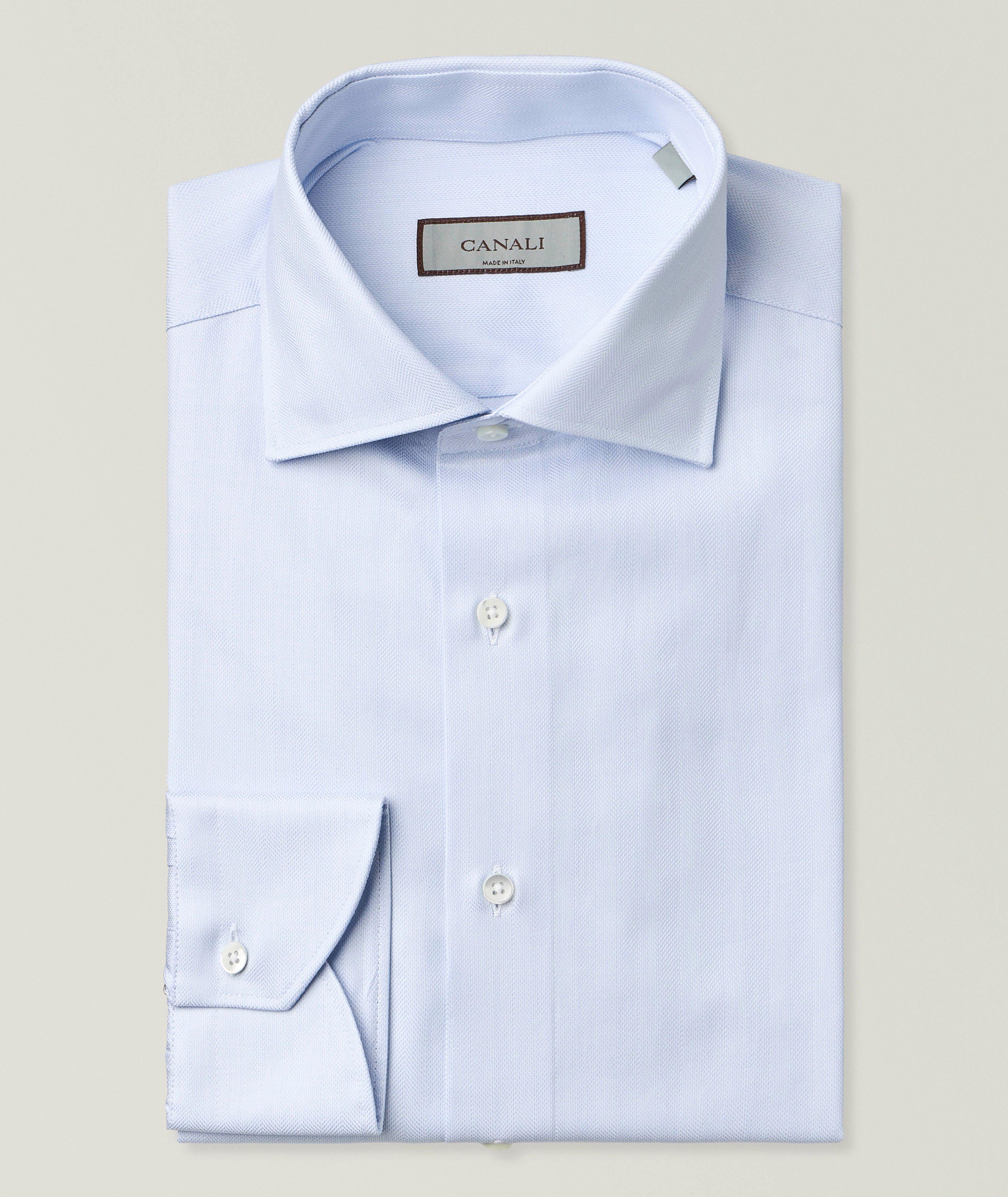 Canali Chemise habillée coton chevron texturé