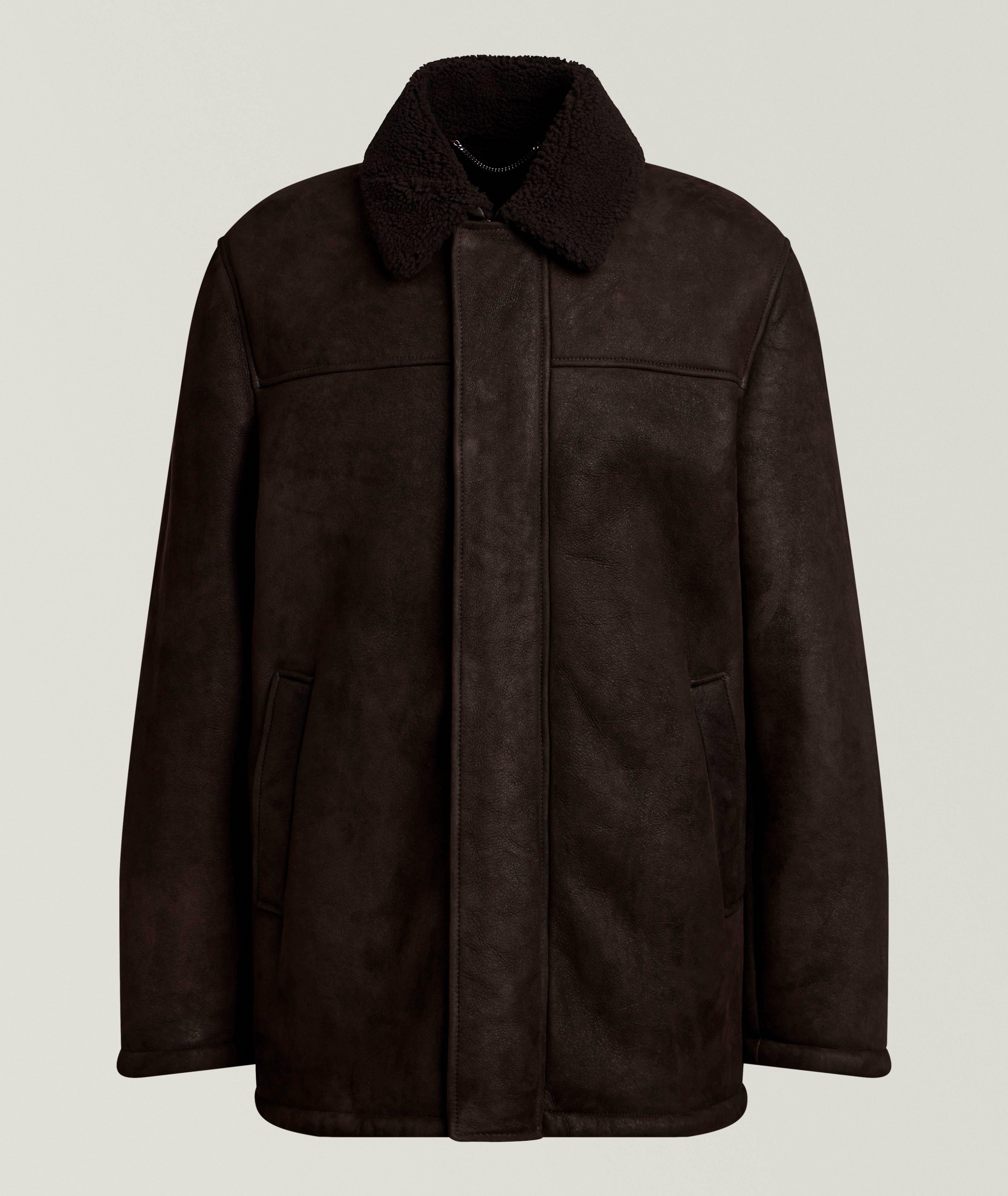 Canali Manteau suède d’agneau bordure-fourrure fausse