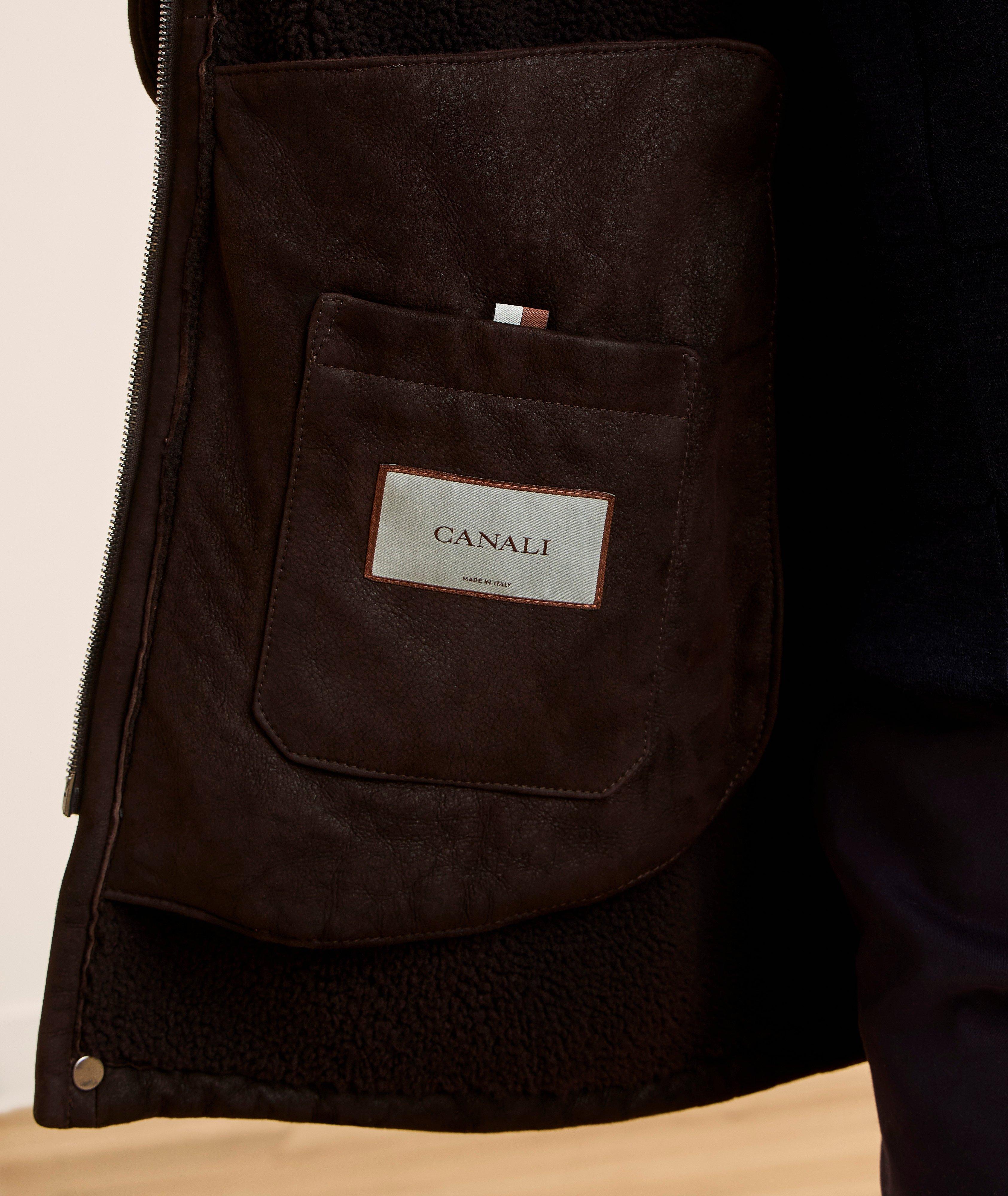Manteau suède d’agneau bordure-fourrure fausse image 6